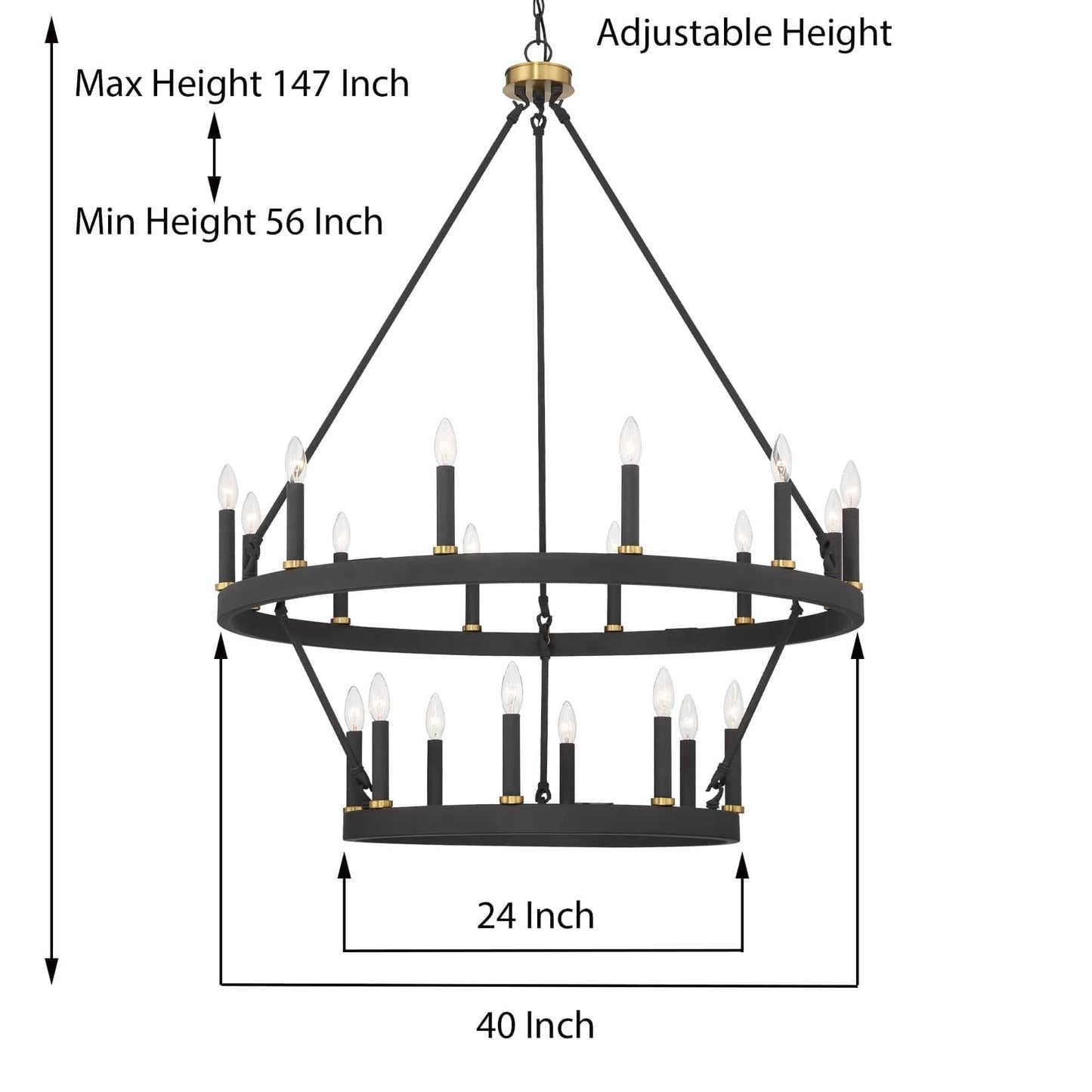 Acroma 20-light Modern Farmhouse 40In Round Wagon Wheel Chandelier with UL