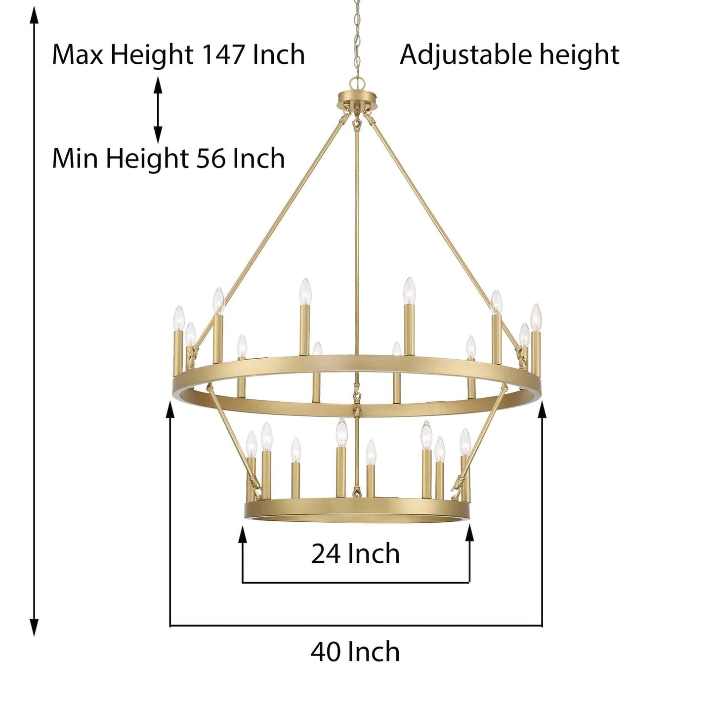 Acroma 20-light Modern Farmhouse 40In Round Wagon Wheel Chandelier with UL
