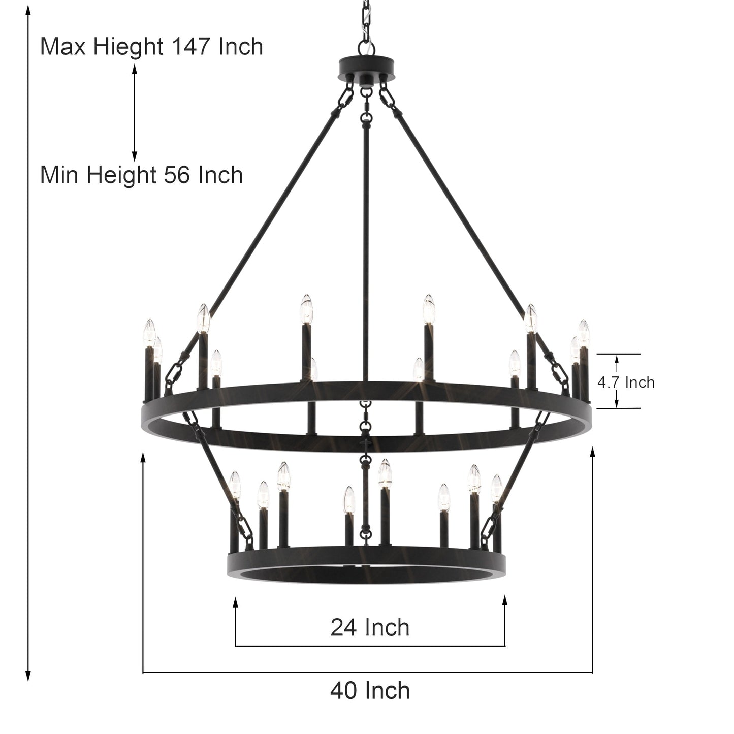 Acroma 20-light Modern Farmhouse 40In Round Wagon Wheel Chandelier with UL