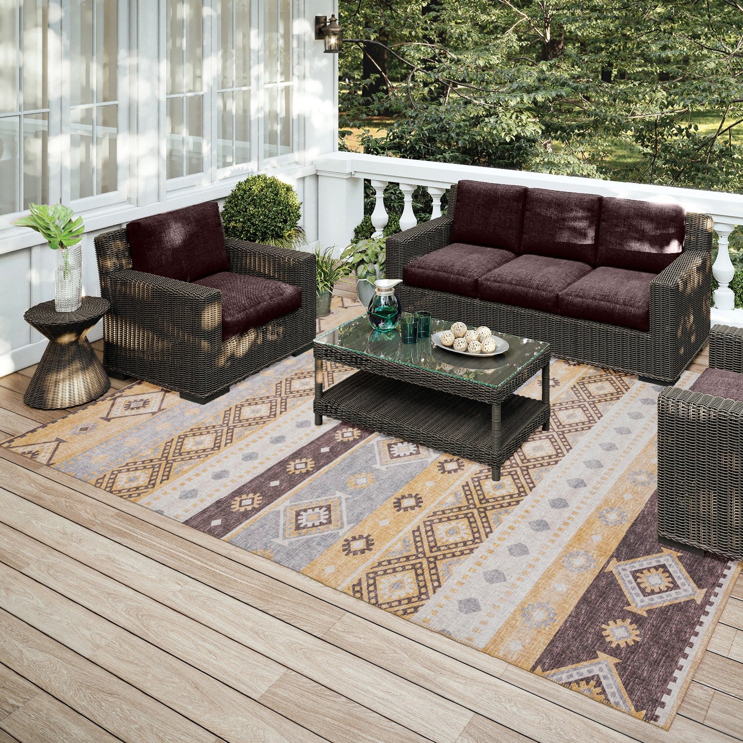 Addison Indoor/ Outdoor Yuma Southwest Boho Washable Rug