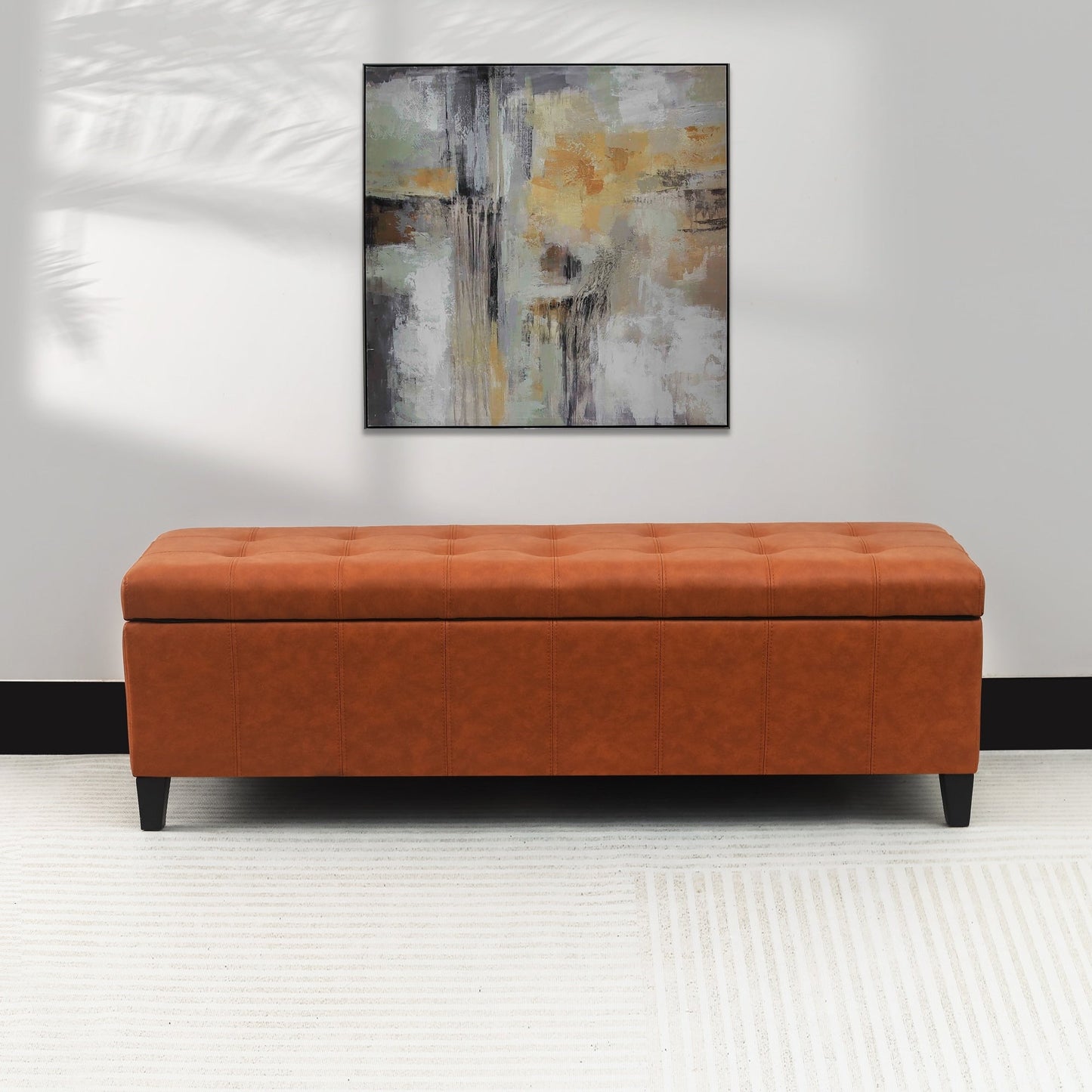 Adeco 50 Bonded Leather Storage Ottoman Bench