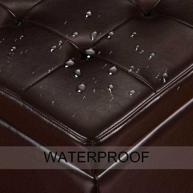 Adeco Bonded Leather Square Tufted Cubic Cube Storage Ottomans
