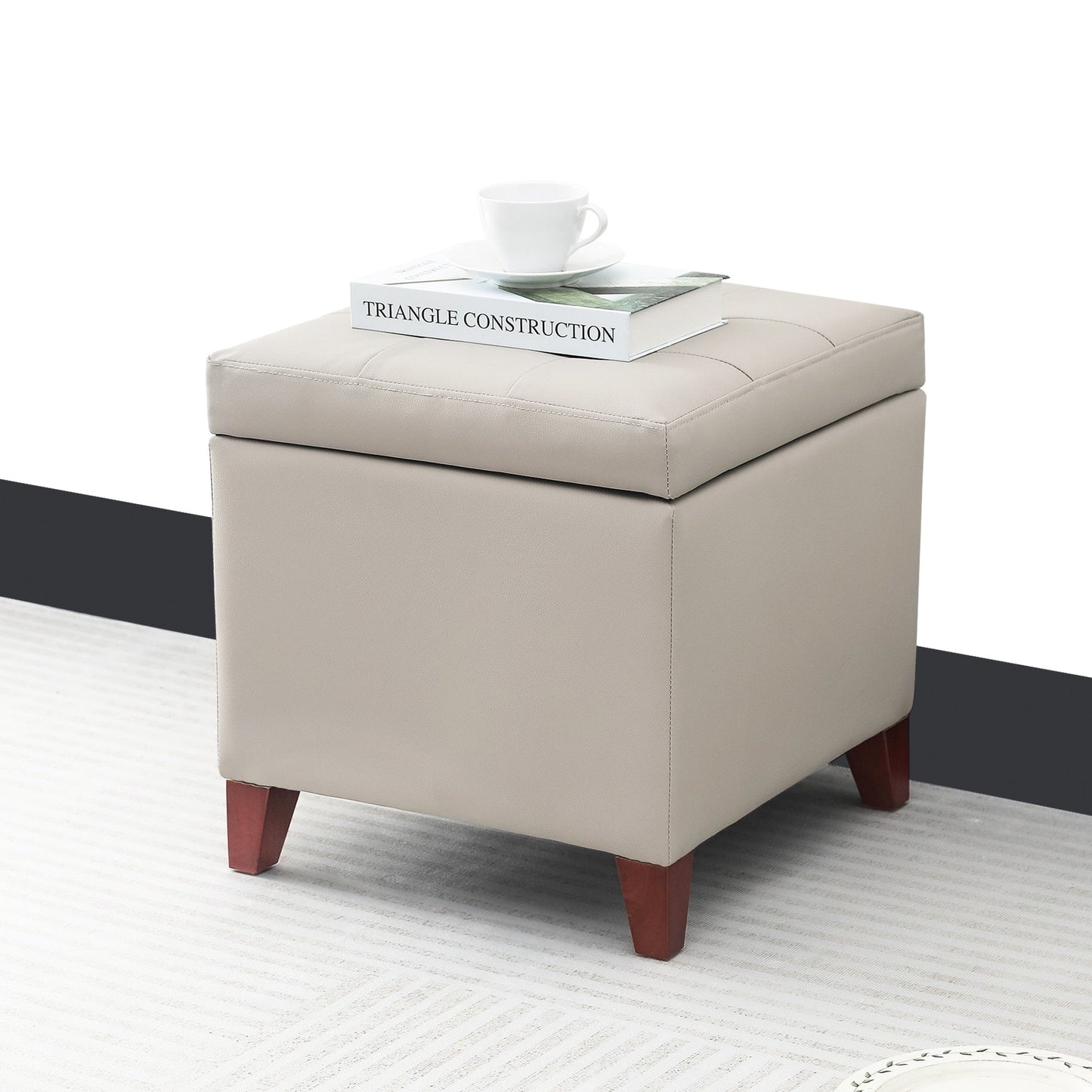 Adeco Bonded Leather Square Tufted Cubic Cube Storage Ottomans