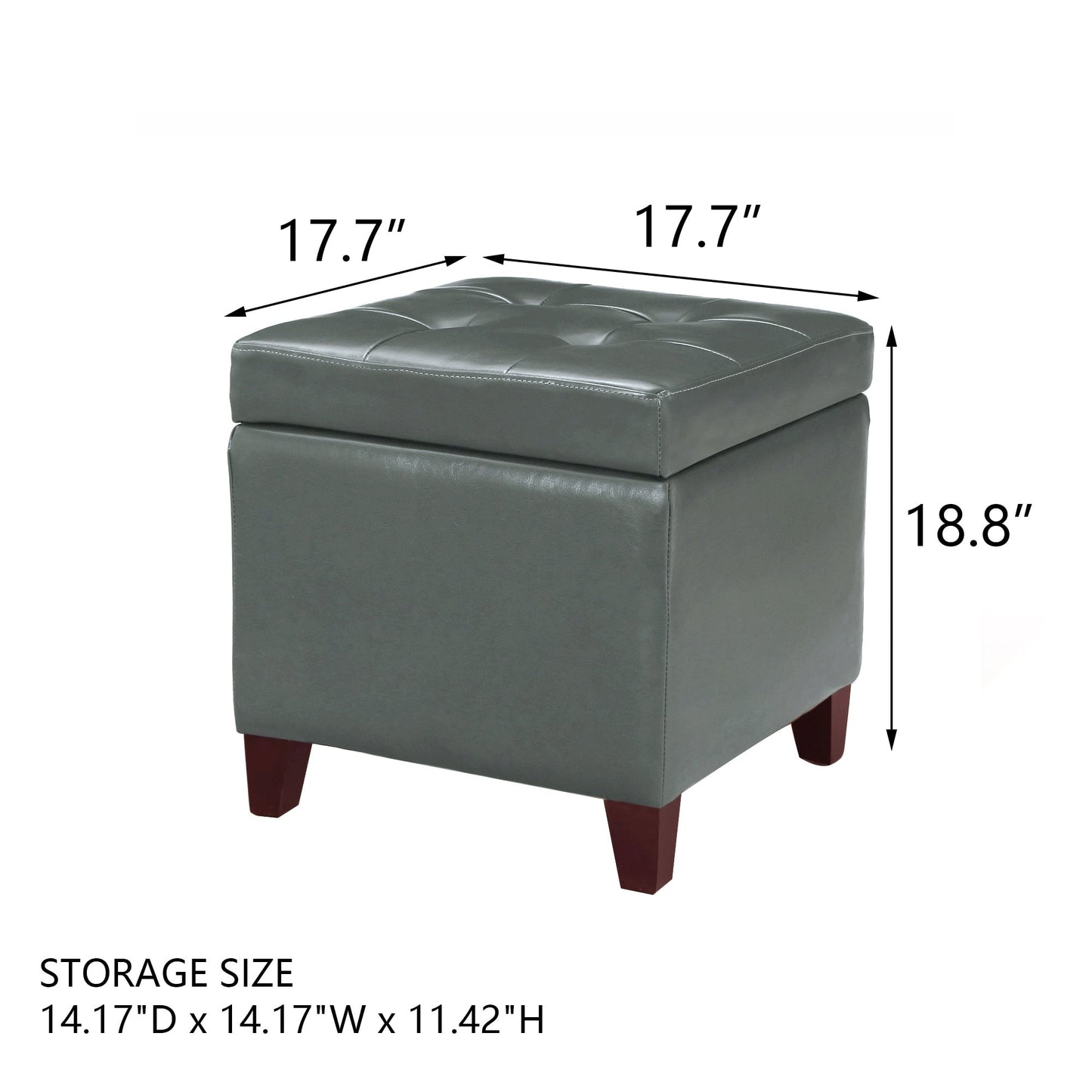 Adeco Bonded Leather Square Tufted Cubic Cube Storage Ottomans