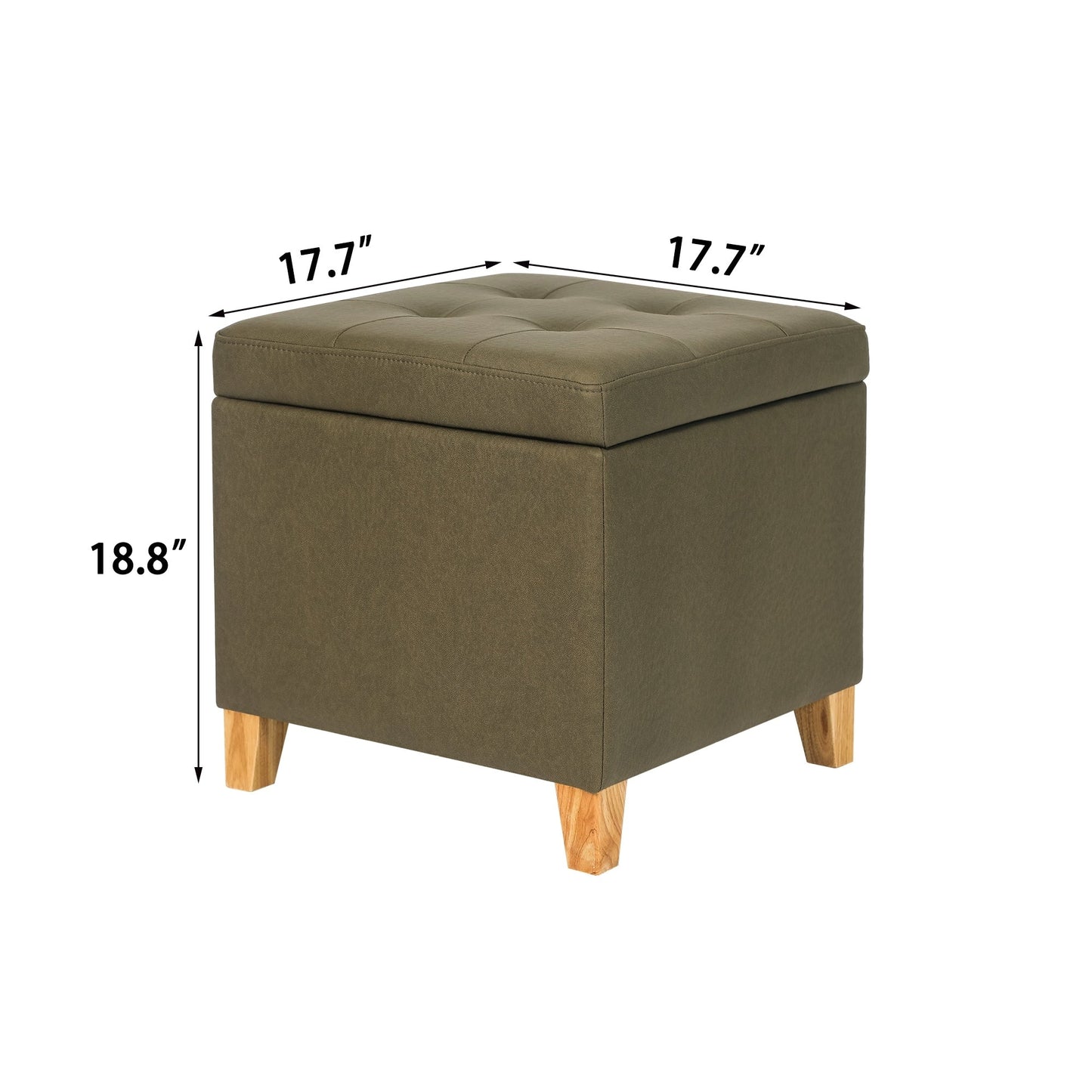 Adeco Bonded Leather Square Tufted Cubic Cube Storage Ottomans