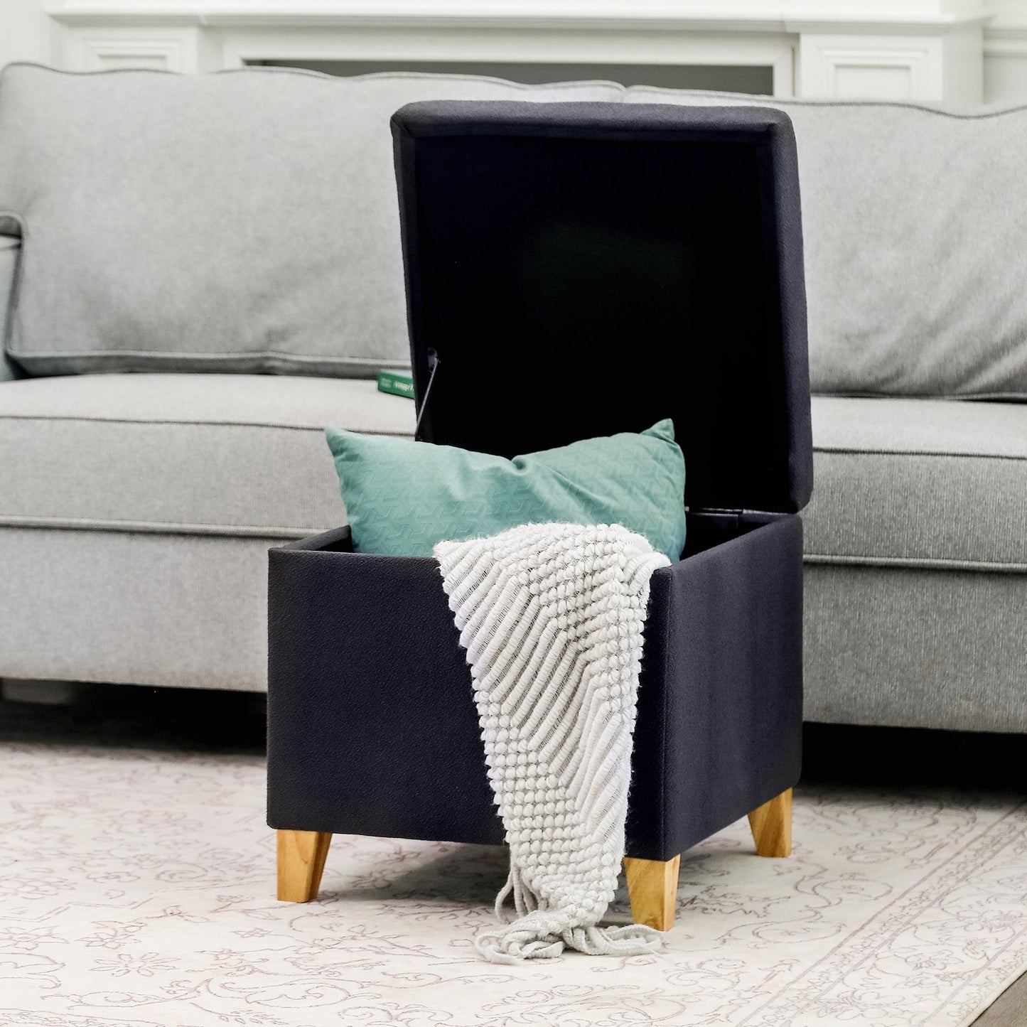 Adeco Bonded Leather Square Tufted Cubic Cube Storage Ottomans