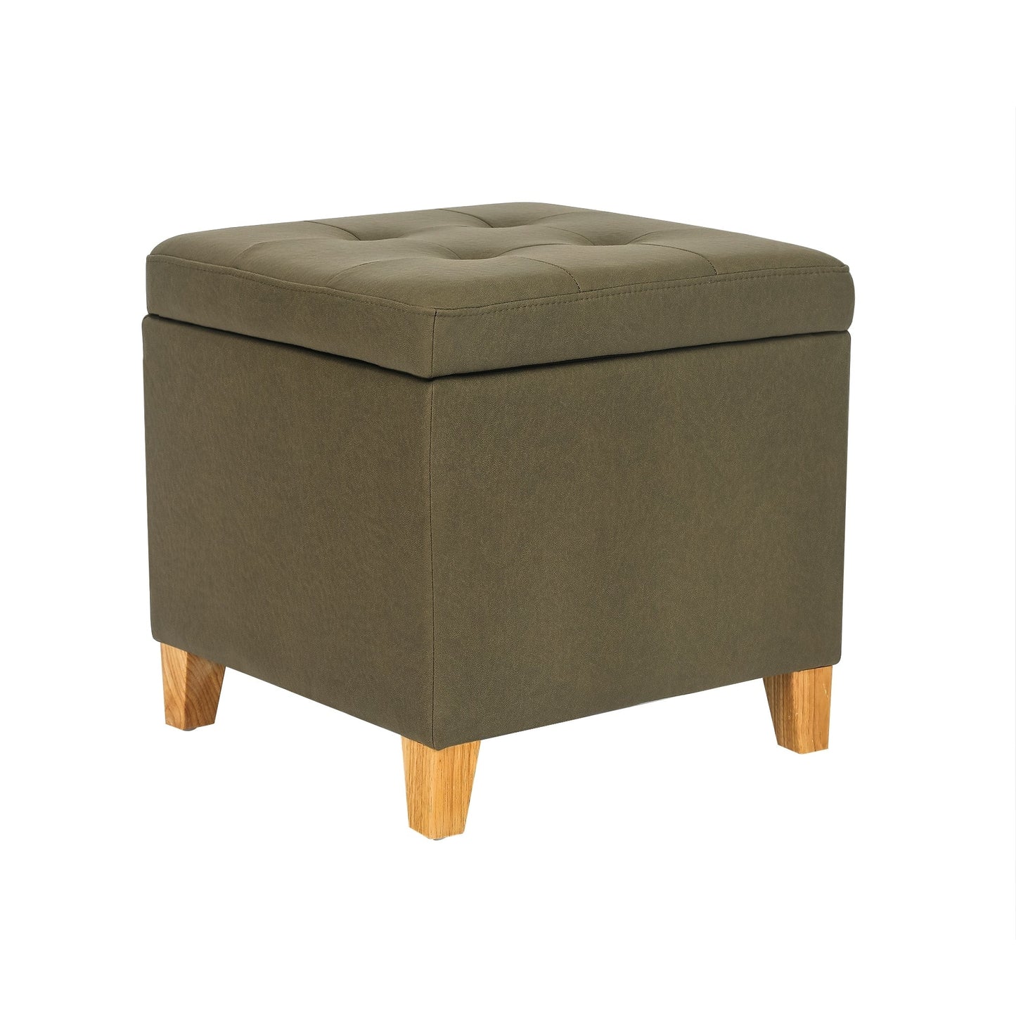 Adeco Bonded Leather Square Tufted Cubic Cube Storage Ottomans
