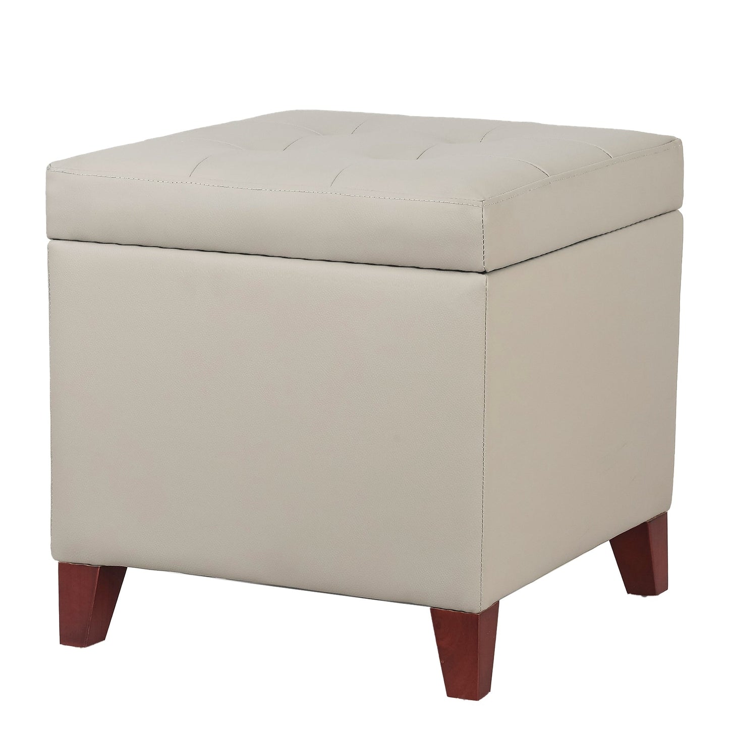 Adeco Bonded Leather Square Tufted Cubic Cube Storage Ottomans