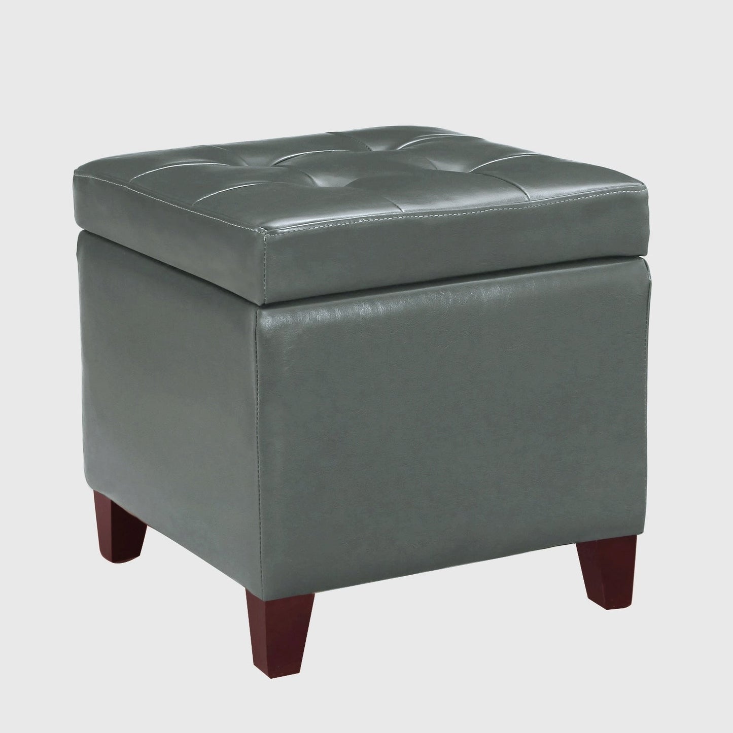 Adeco Bonded Leather Square Tufted Cubic Cube Storage Ottomans