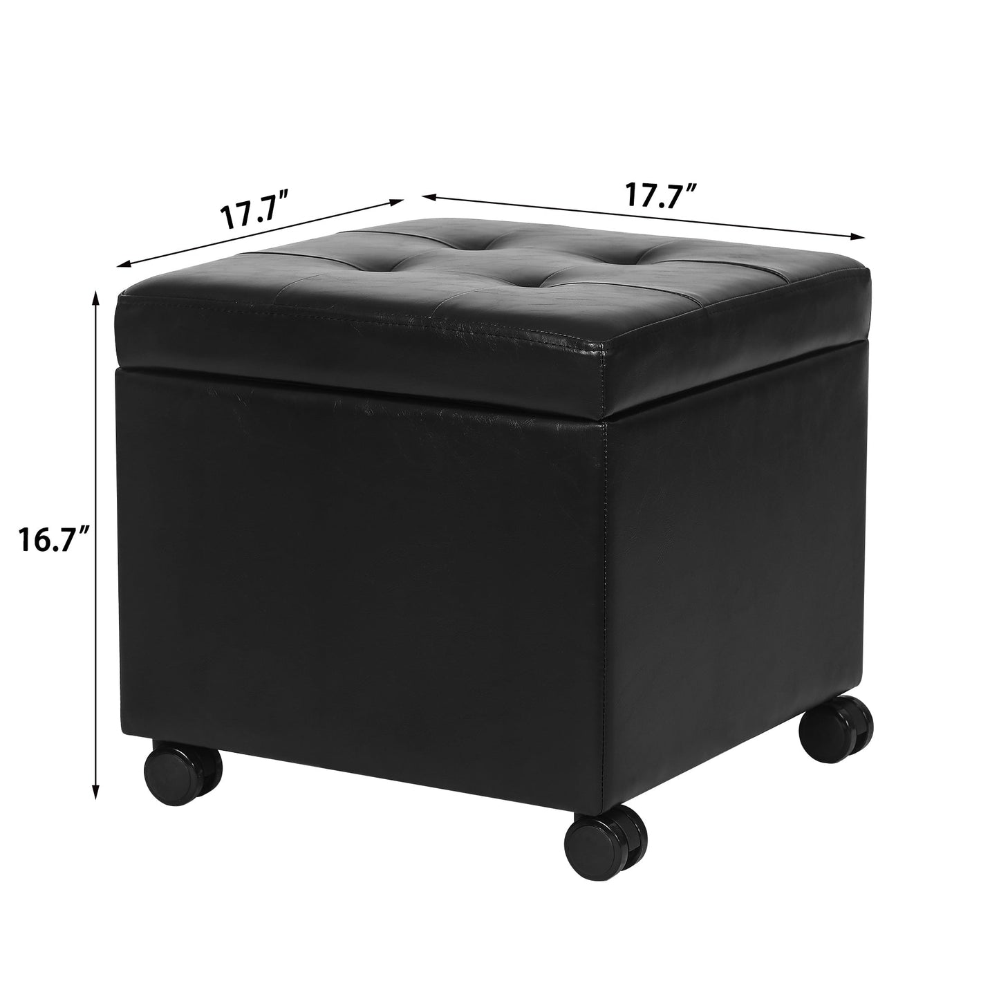 Adeco Bonded Leather Square Tufted Cubic Cube Storage Ottomans