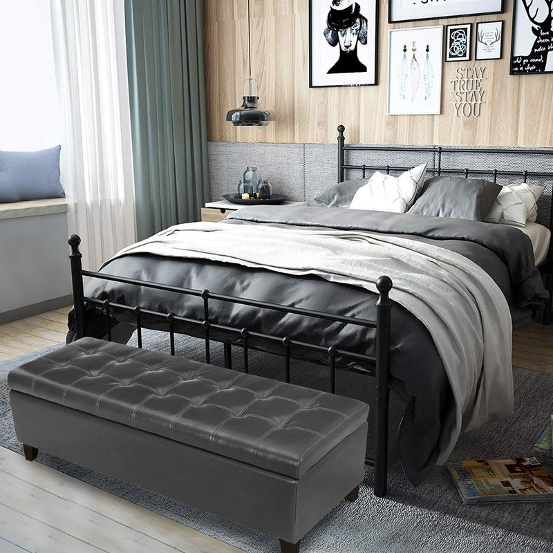 Adeco 50 Bonded Leather Storage Ottoman Bench