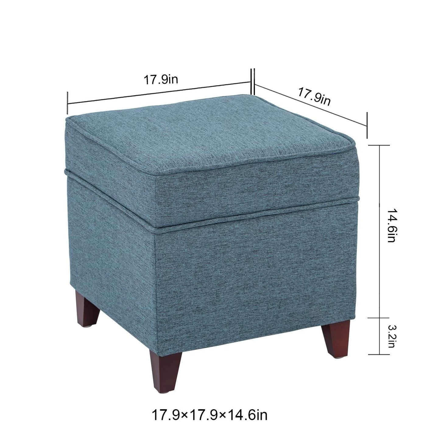 Adeco Square Storage Ottoman 17 inch Footstool