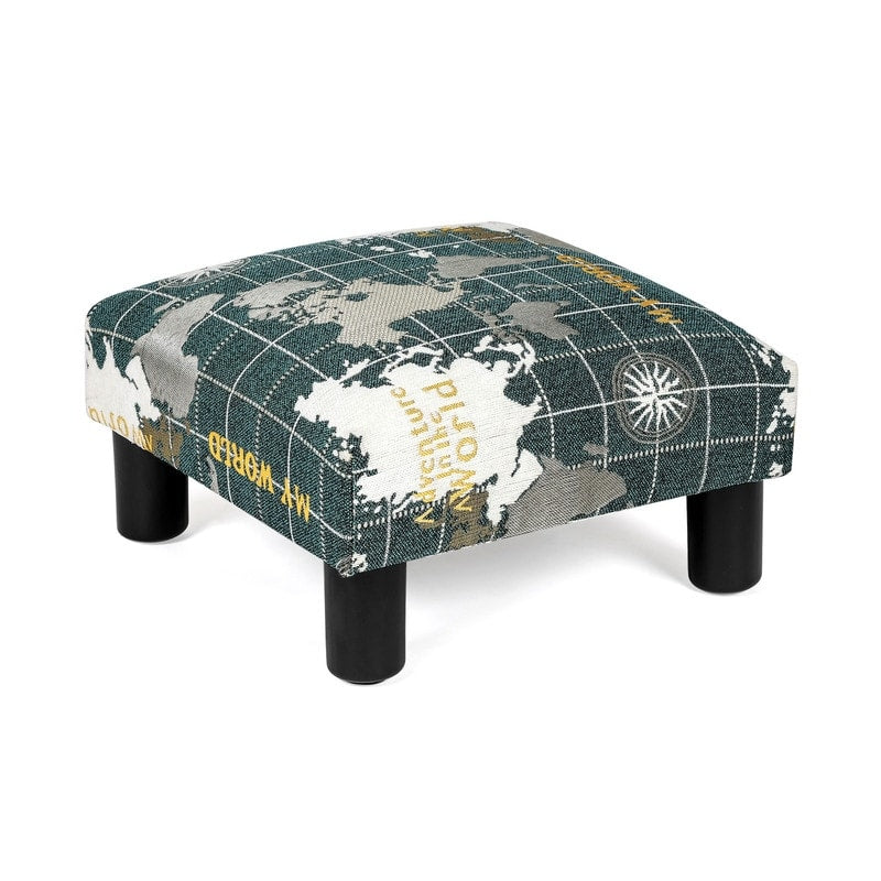 Adeco Small Ottoman Upholstered Footrest- Pet Steps Dog Stairs Stool