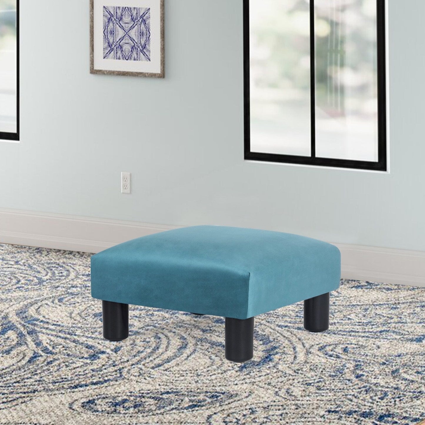 Adeco Small Ottoman Upholstered Footrest- Pet Steps Dog Stairs Stool