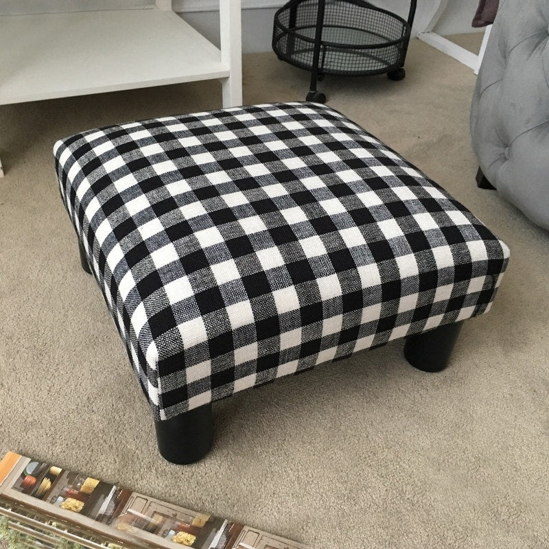 Adeco Small Ottoman Upholstered Footrest- Pet Steps Dog Stairs Stool