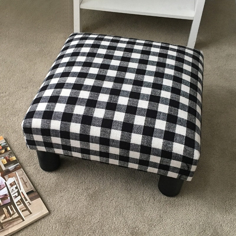 Adeco Small Ottoman Upholstered Footrest- Pet Steps Dog Stairs Stool