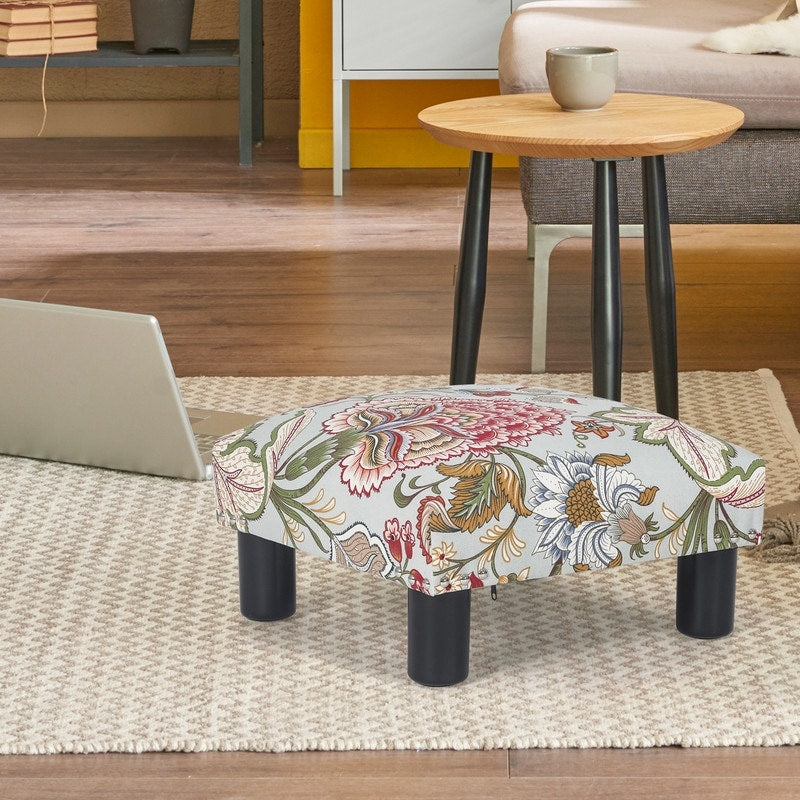 Adeco Small Ottoman Upholstered Footrest Pet Steps Dog Stairs Stool
