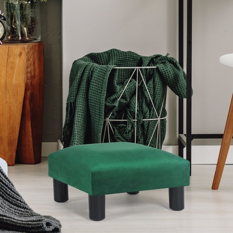 Adeco Small Ottoman Upholstered Footrest Pet Steps Dog Stairs Stool