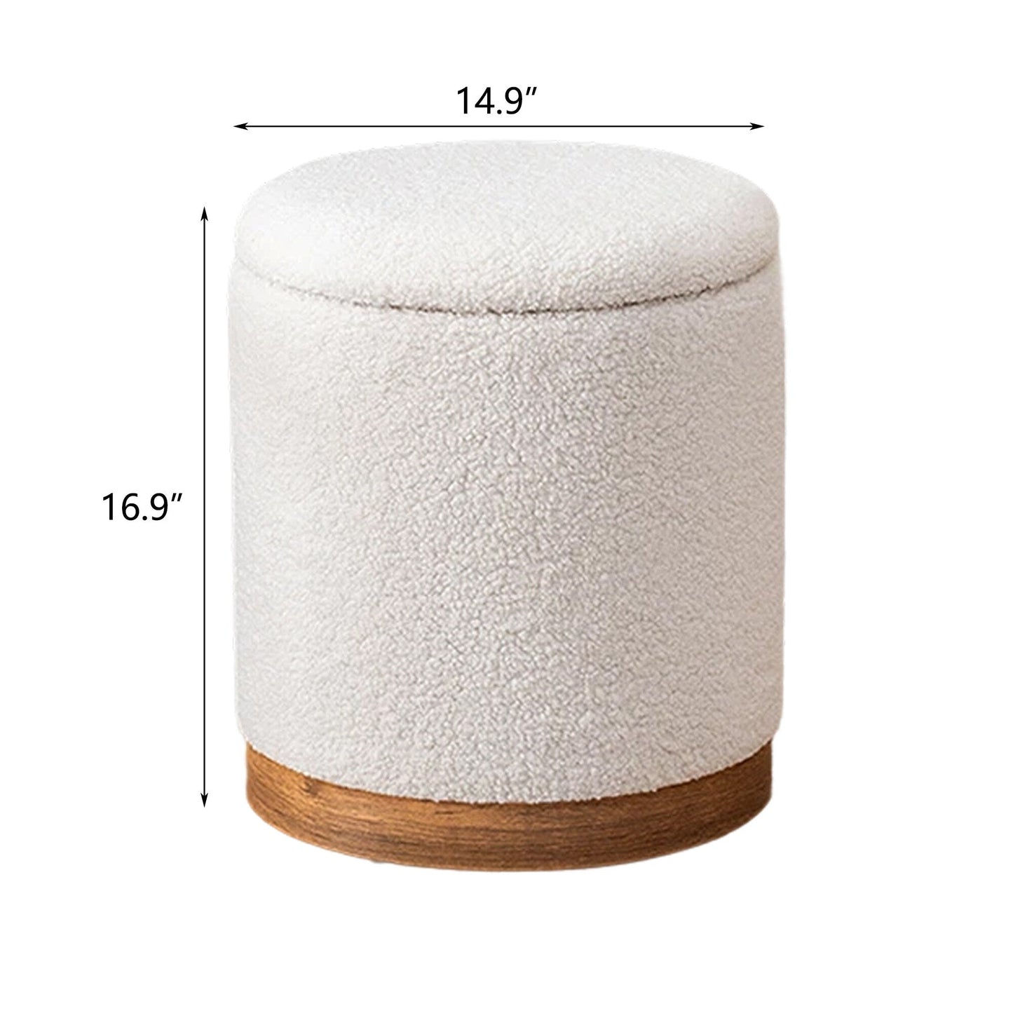 Adeco Velvet Round Storage Stool Gold Plating Base Storage Ottoman