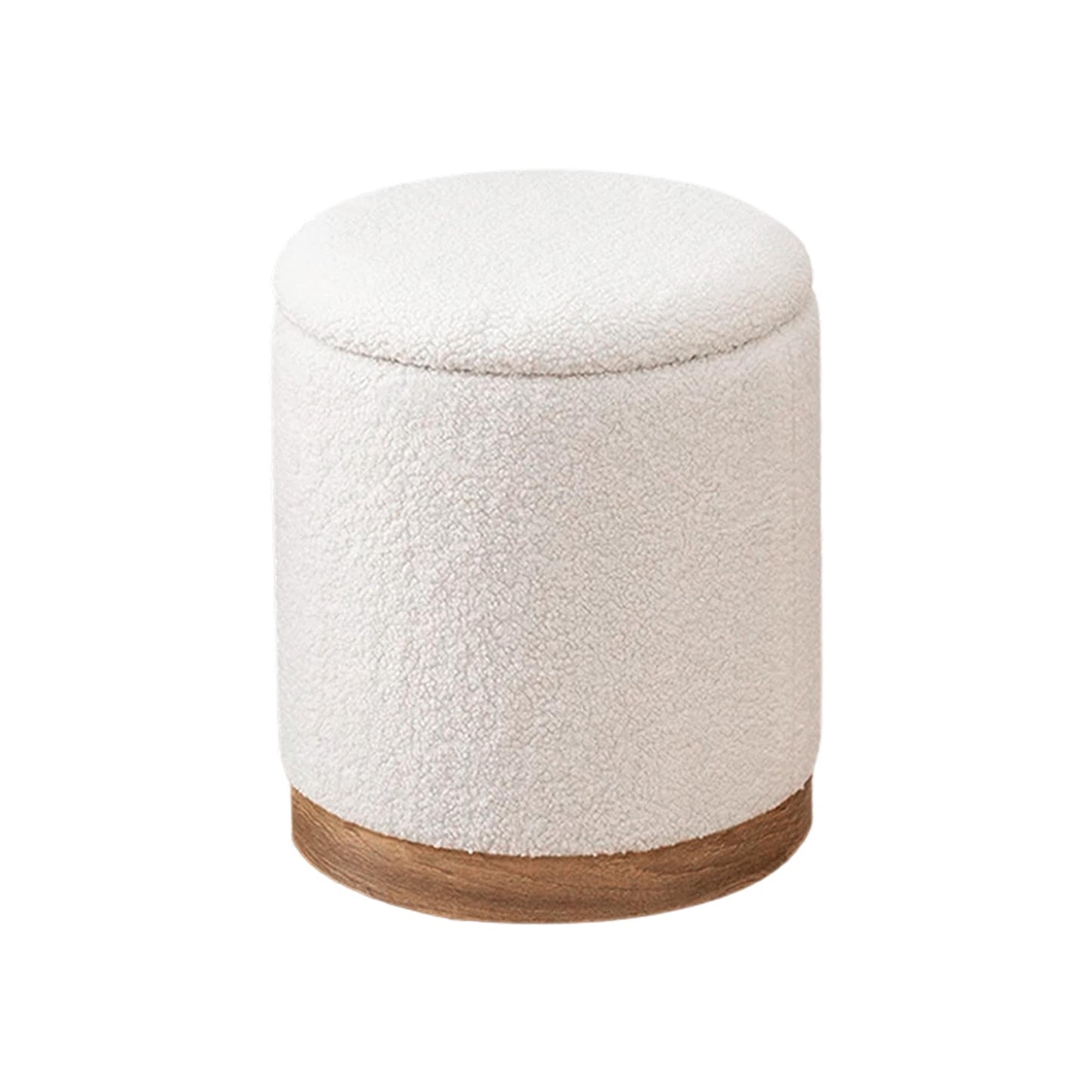 Adeco Velvet Round Storage Stool Gold Plating Base Storage Ottoman