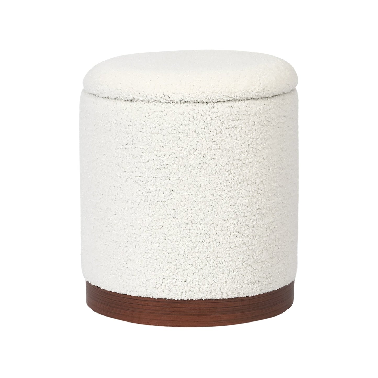 Adeco Velvet Round Storage Stool Gold Plating Base Storage Ottoman