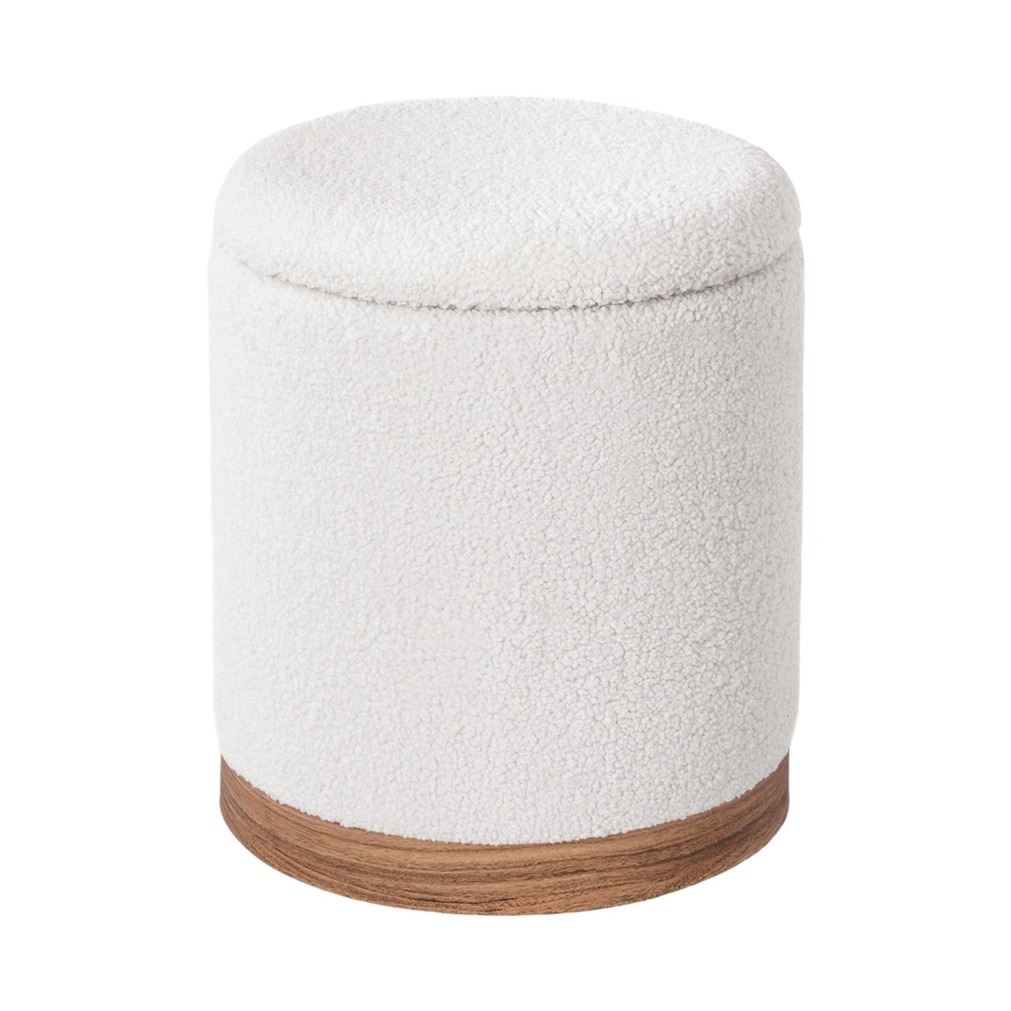 Adeco Velvet Round Storage Stool Gold Plating Base Storage Ottoman