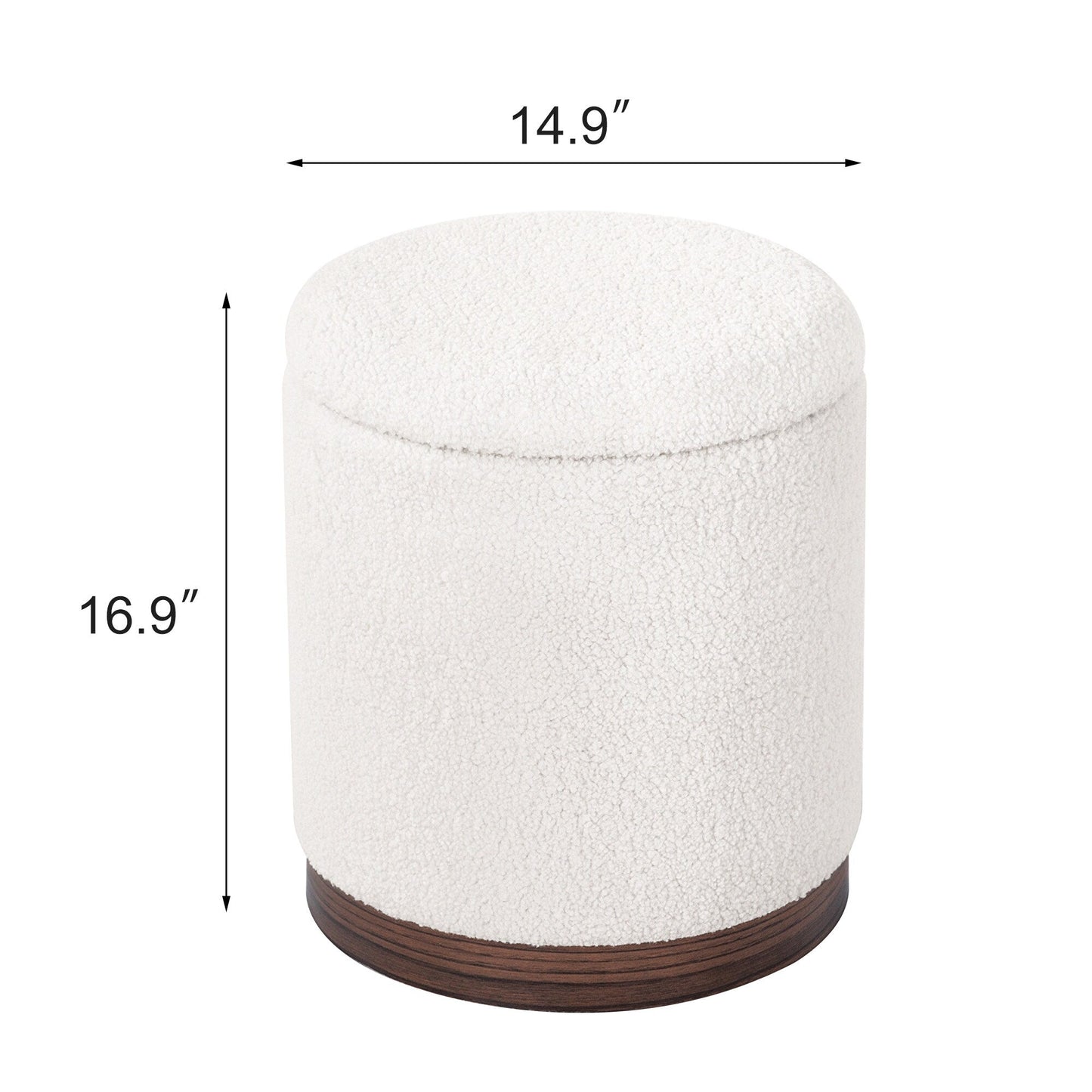 Adeco Velvet Round Storage Stool Gold Plating Base Storage Ottoman
