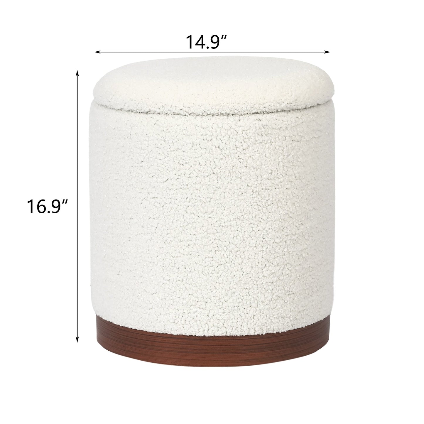 Adeco Velvet Round Storage Stool Gold Plating Base Storage Ottoman