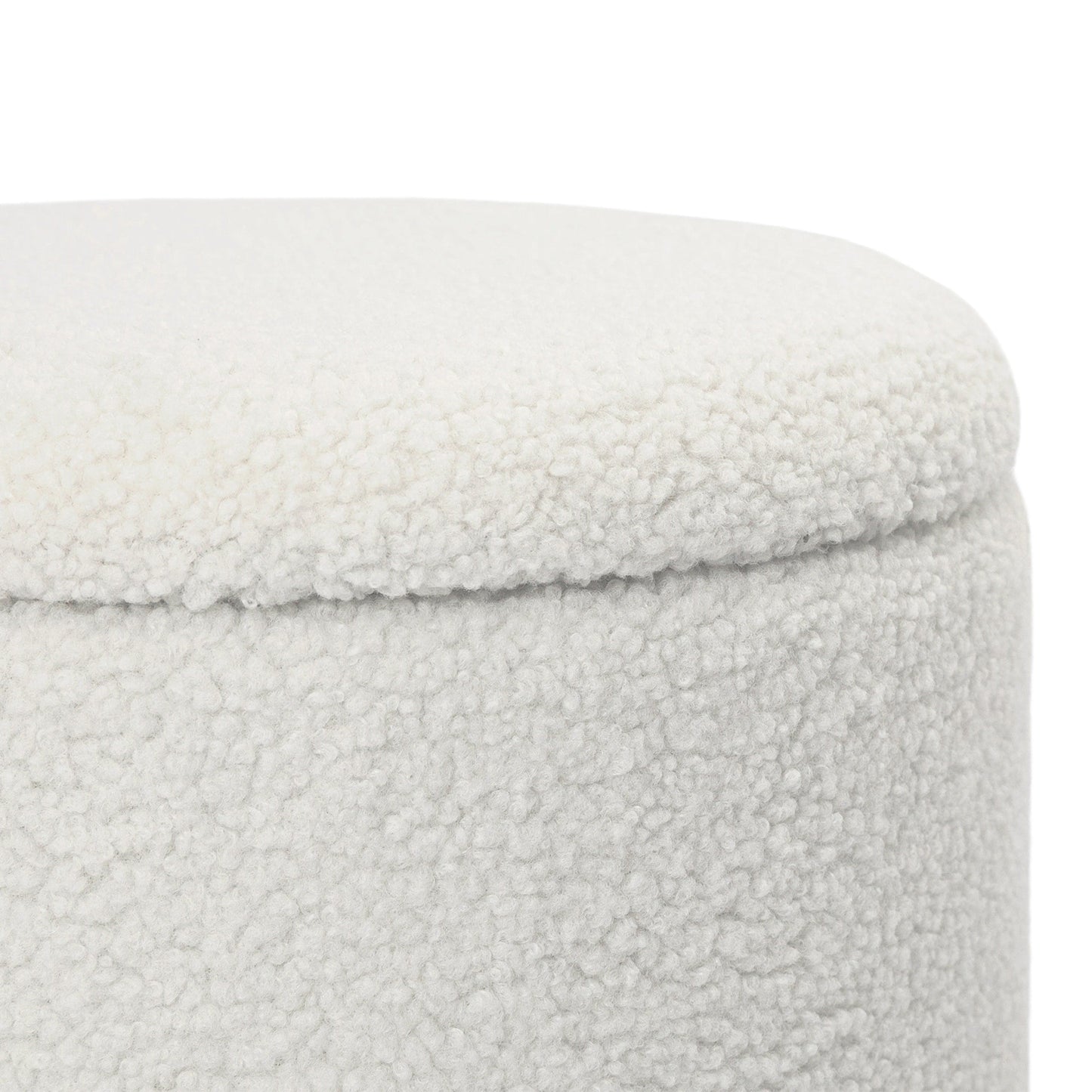 Adeco Velvet Round Storage Stool Gold Plating Base Storage Ottoman