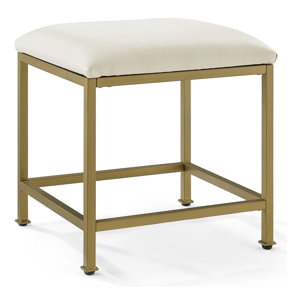 Crosley Aimee Vanity Stool - Creme/Soft Gold - Crème/Soft Gold - 18 W x 17 D x 18.75 H