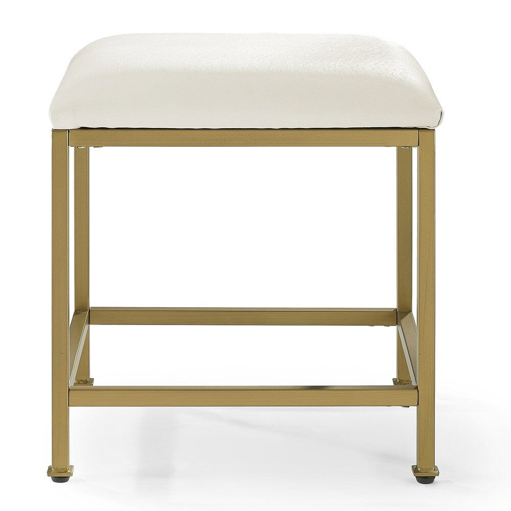 Crosley Aimee Vanity Stool - Creme/Soft Gold - Crème/Soft Gold - 18 W x 17 D x 18.75 H