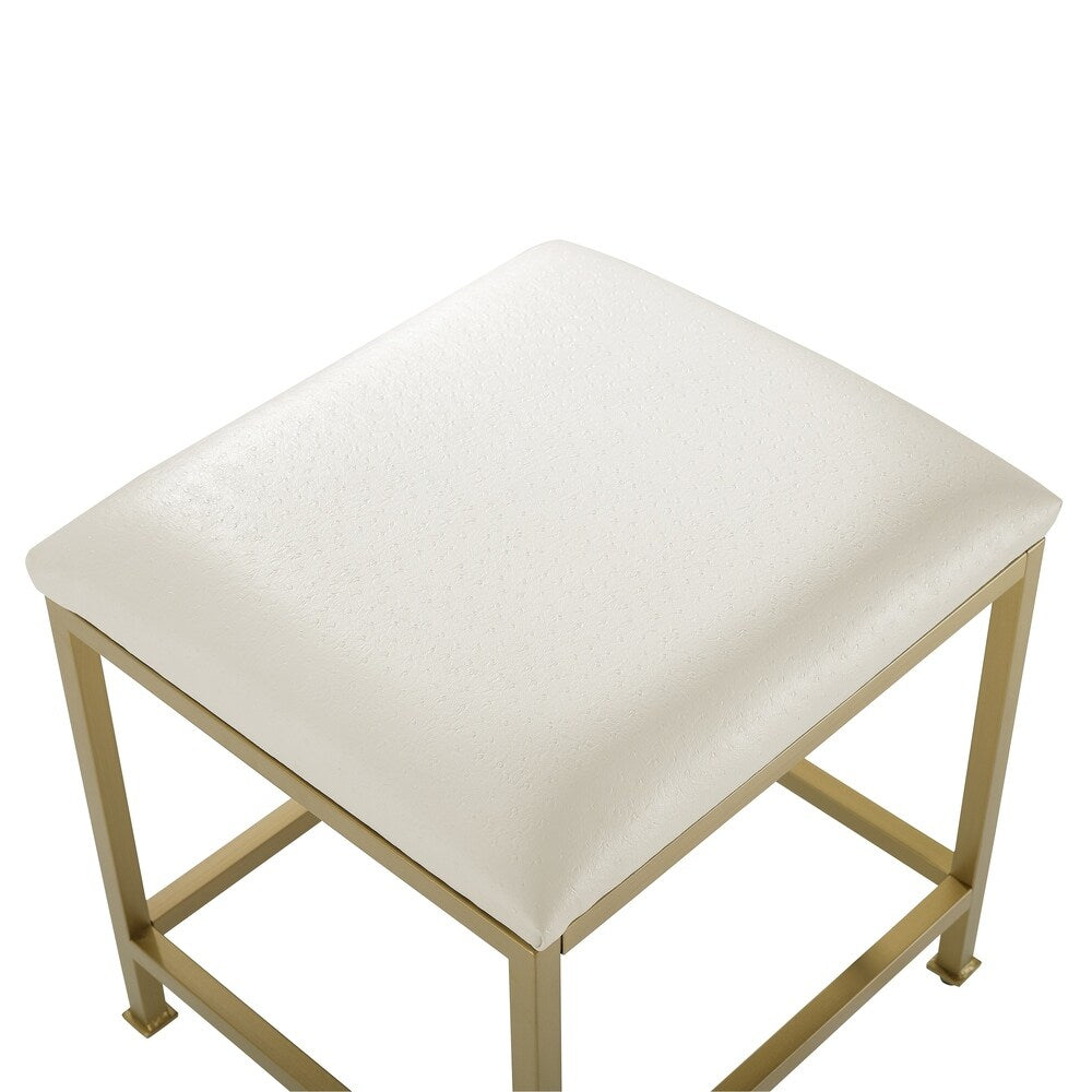 Crosley Aimee Vanity Stool - Creme/Soft Gold - Crème/Soft Gold - 18 W x 17 D x 18.75 H