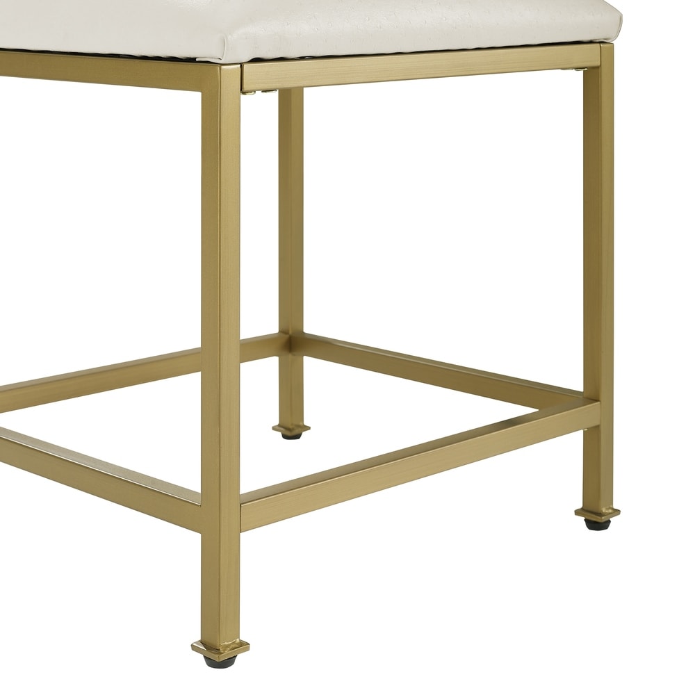 Crosley Aimee Vanity Stool - Creme/Soft Gold - Crème/Soft Gold - 18 W x 17 D x 18.75 H