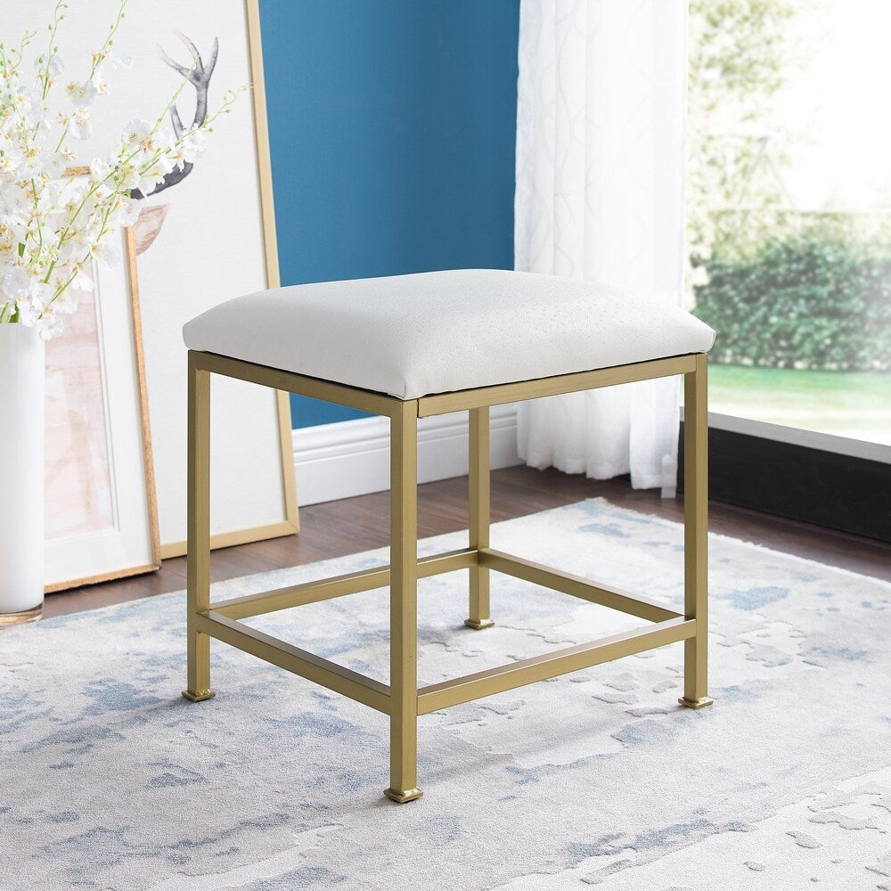 Crosley Aimee Vanity Stool - Creme/Soft Gold - Crème/Soft Gold - 18 W x 17 D x 18.75 H
