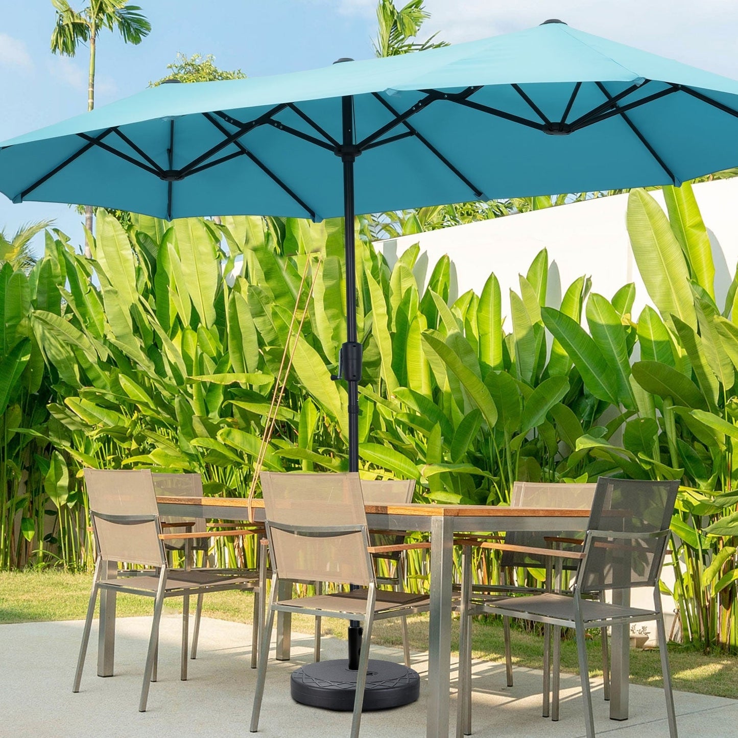 Ainfox 13Ft Large Outdoor Patio Umbrella with Crank With Base