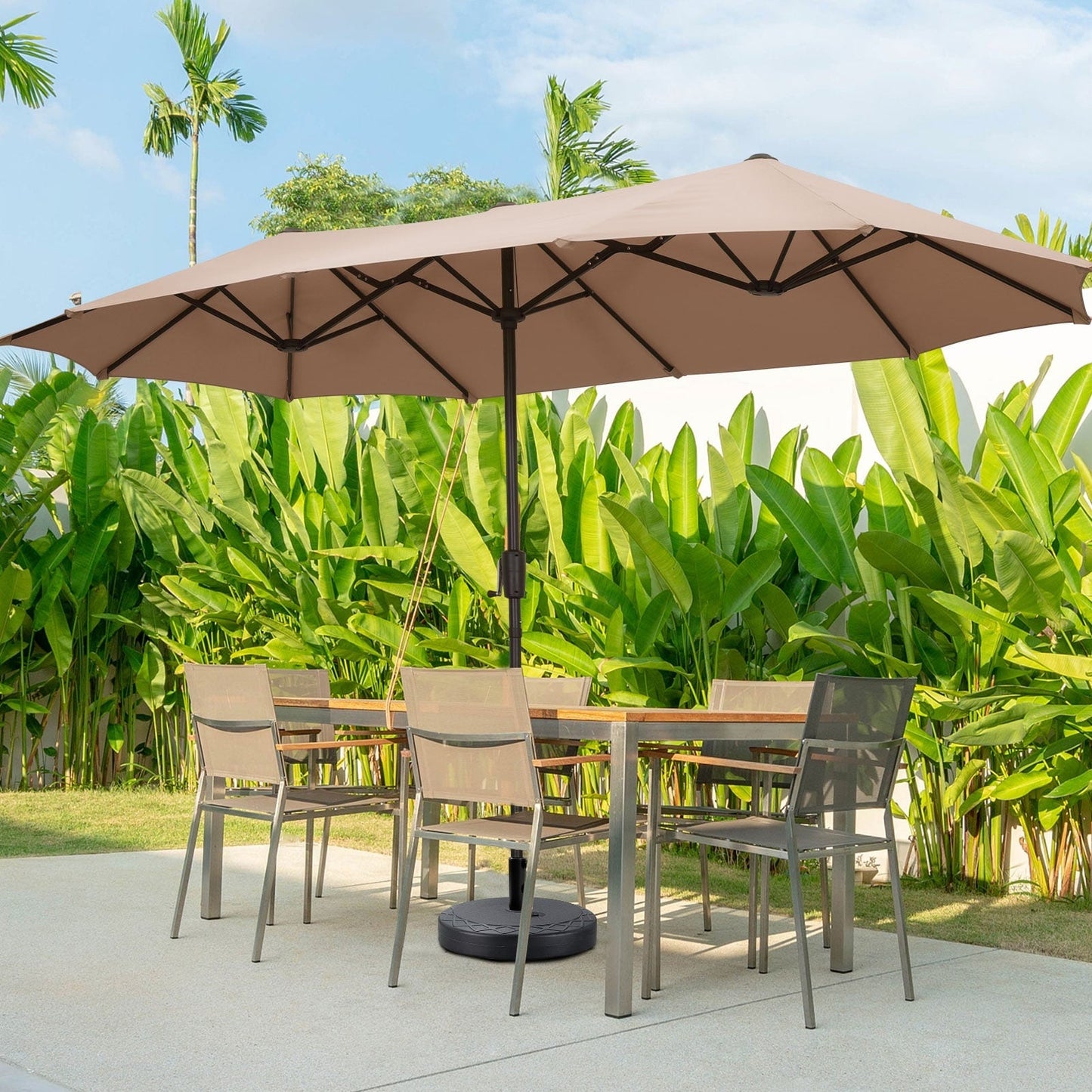 Ainfox 13Ft Large Outdoor Patio Umbrella with Crank With Base