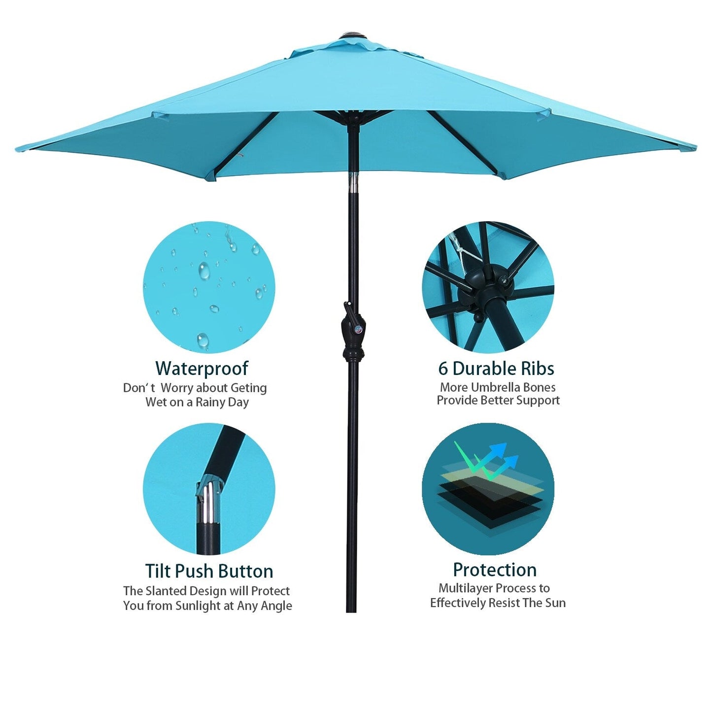 Ainfox 7.5ft Patio Umbrella Outdoor Umbrella Tilt Multi-color Without Base
