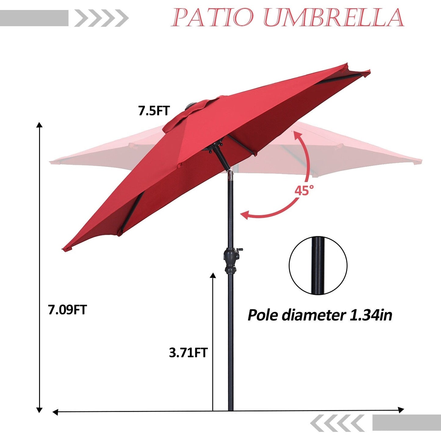 Ainfox 7.5ft Patio Umbrella Outdoor Umbrella Tilt Multi-color Without Base
