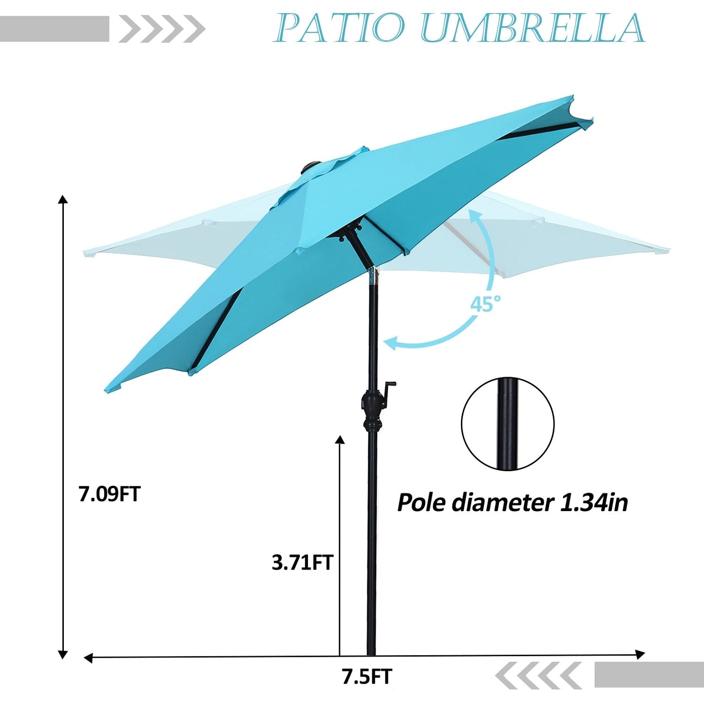 Ainfox 7.5ft Patio Umbrella Outdoor Umbrella Tilt Multi-color Without Base