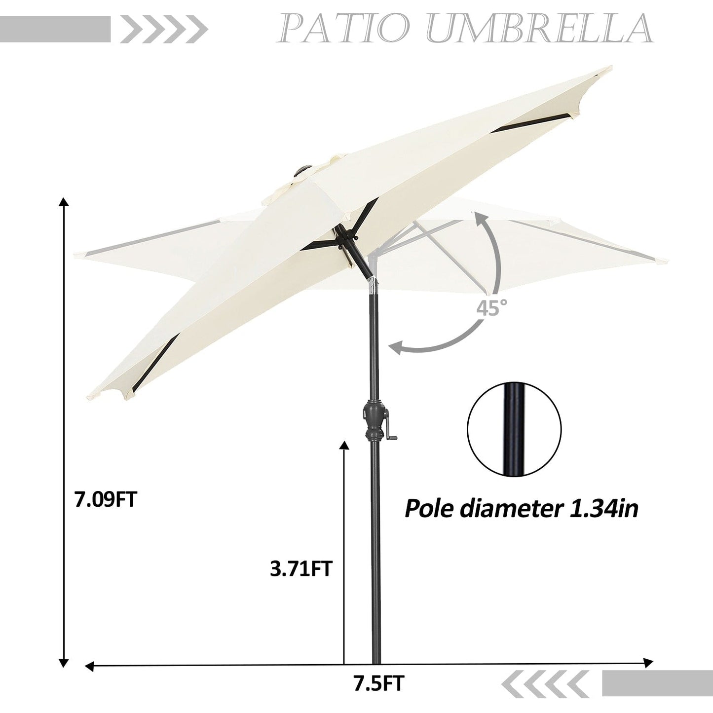 Ainfox 7.5ft Patio Umbrella Outdoor Umbrella Tilt Multi-color Without Base