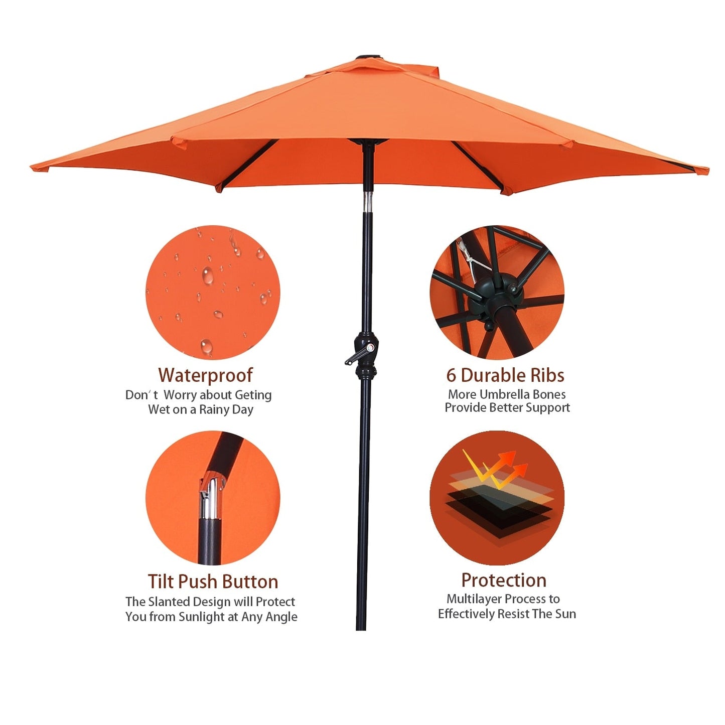 Ainfox 7.5ft Patio Umbrella Outdoor Umbrella Tilt Multi-color Without Base