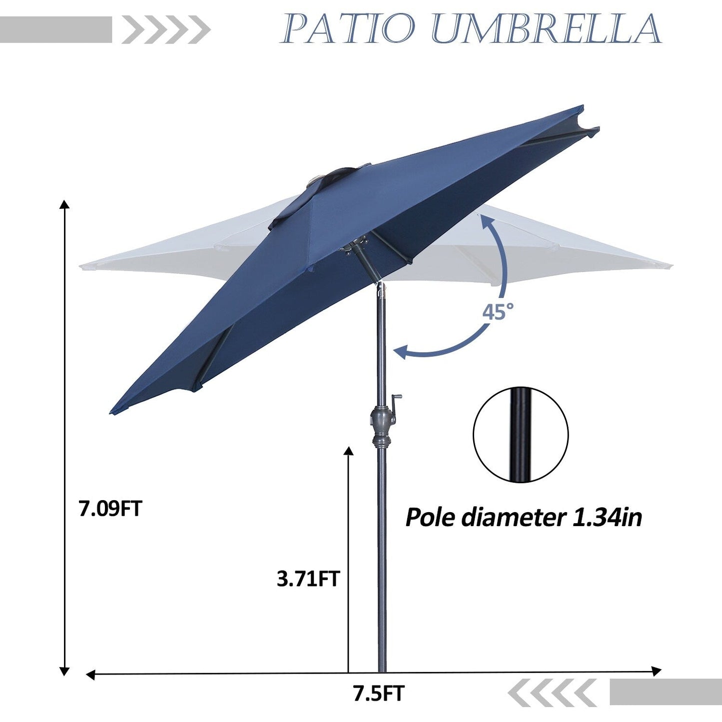 Ainfox 7.5ft Patio Umbrella Outdoor Umbrella Tilt Multi-color Without Base