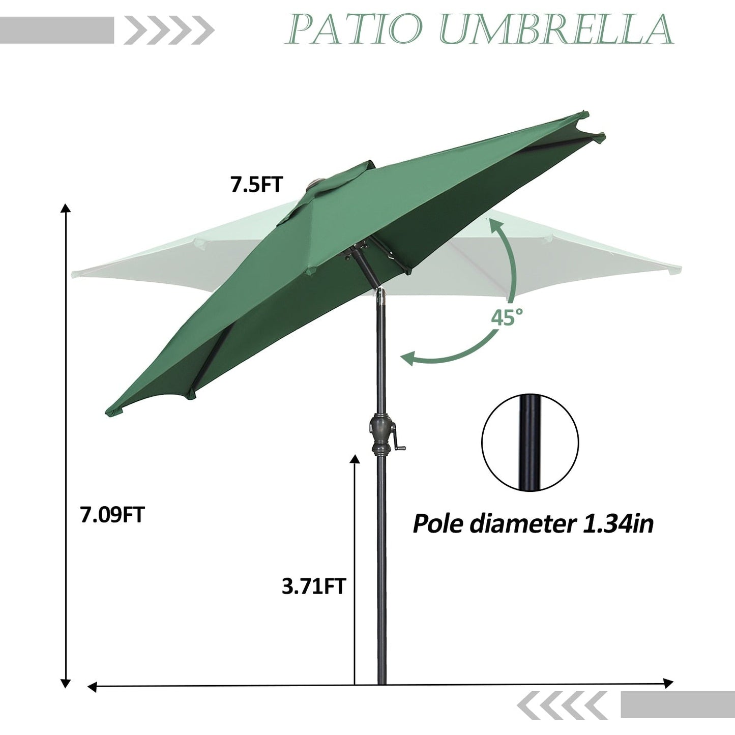 Ainfox 7.5ft Patio Umbrella Outdoor Umbrella Tilt Multi-color Without Base