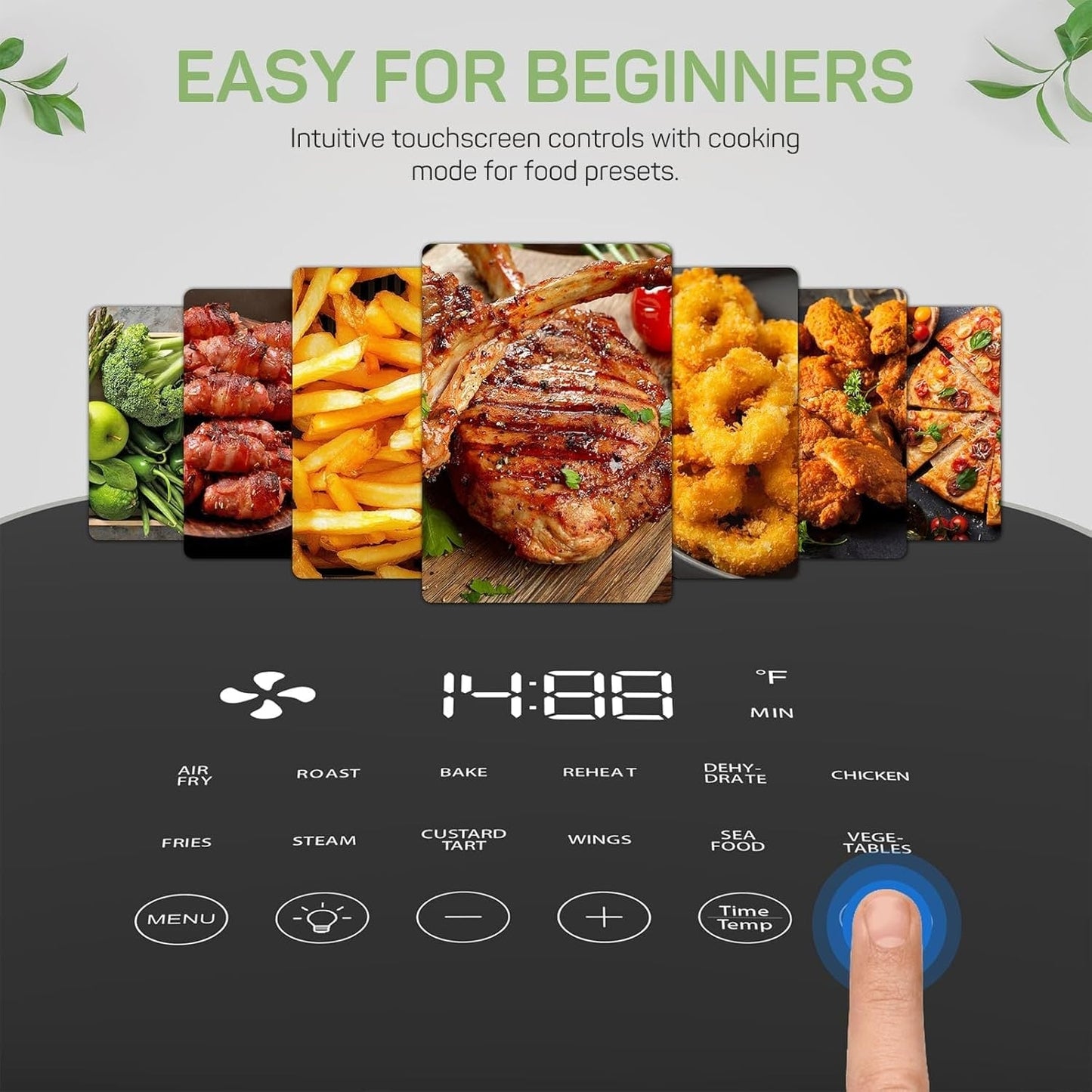 Air Fryer Pro 12-in-1 with 6 QT Capacity, Air Fry, Roast, Reheat, Dehydrate, Bake, Steam, 400°F Max Temperature