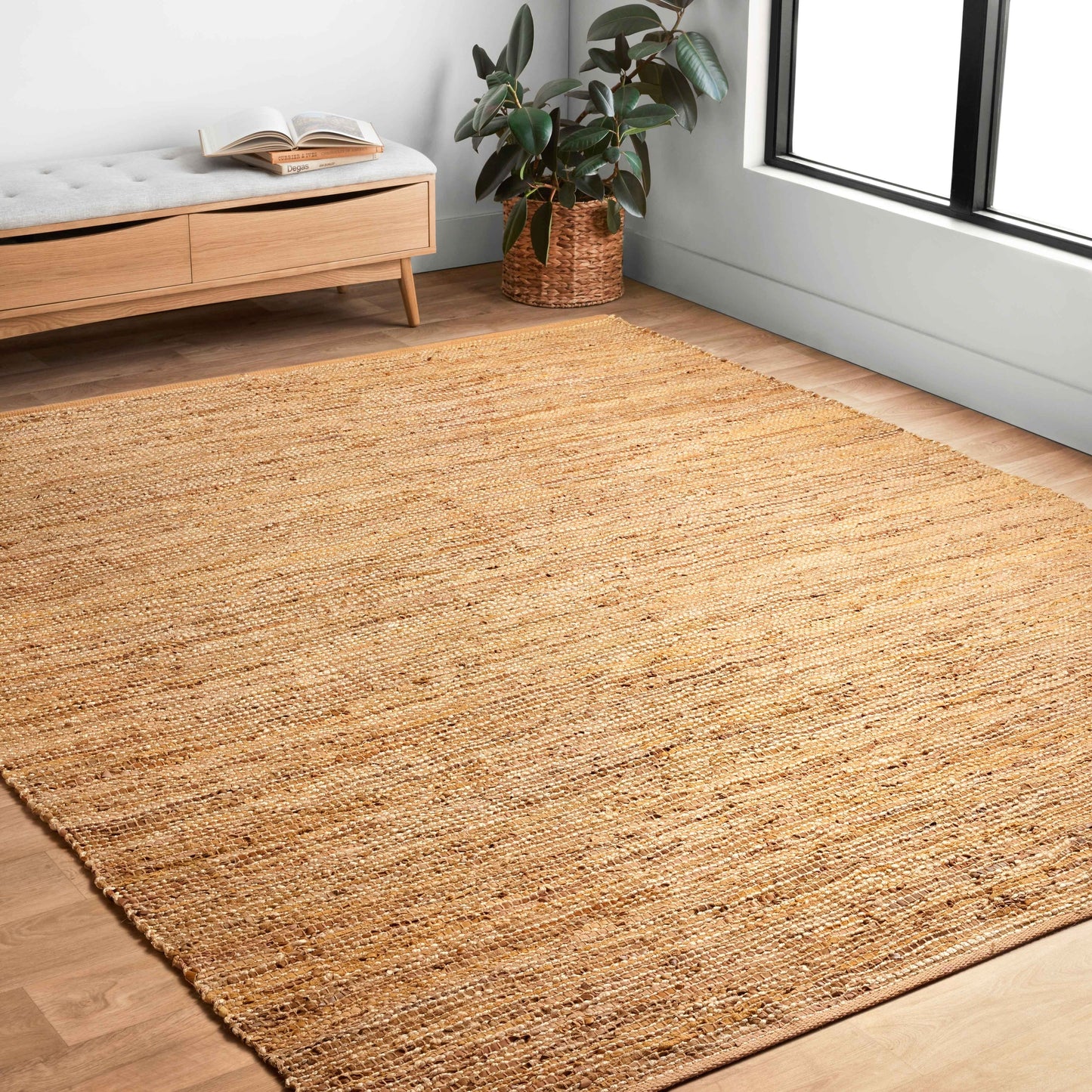 Alexander Home Farmhouse Jute and Leather Handwoven Area Rug