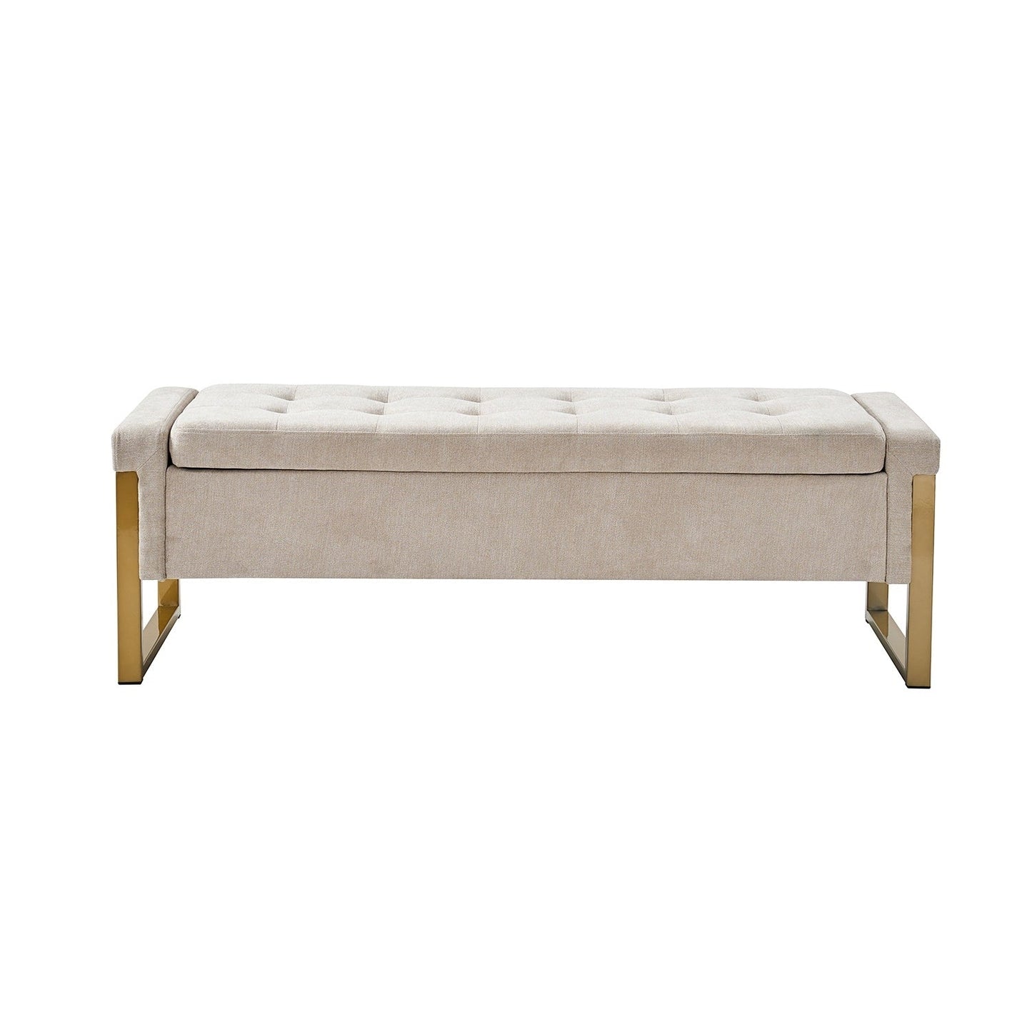 Alina Modern Upholstered Flip Top Storage Bench with Metal Legs by HULALA HOME