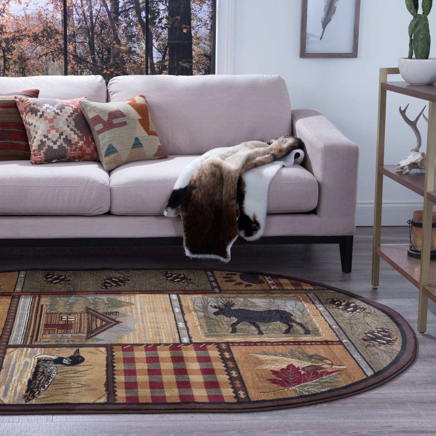 Area Rug & Runner - Lodge Cabin Farmhouse Rugs for Living Room Bedroom Dining Room Kitchen 2x3 / 3x8 / 5x7 / 8x10 / 9x12 / Round