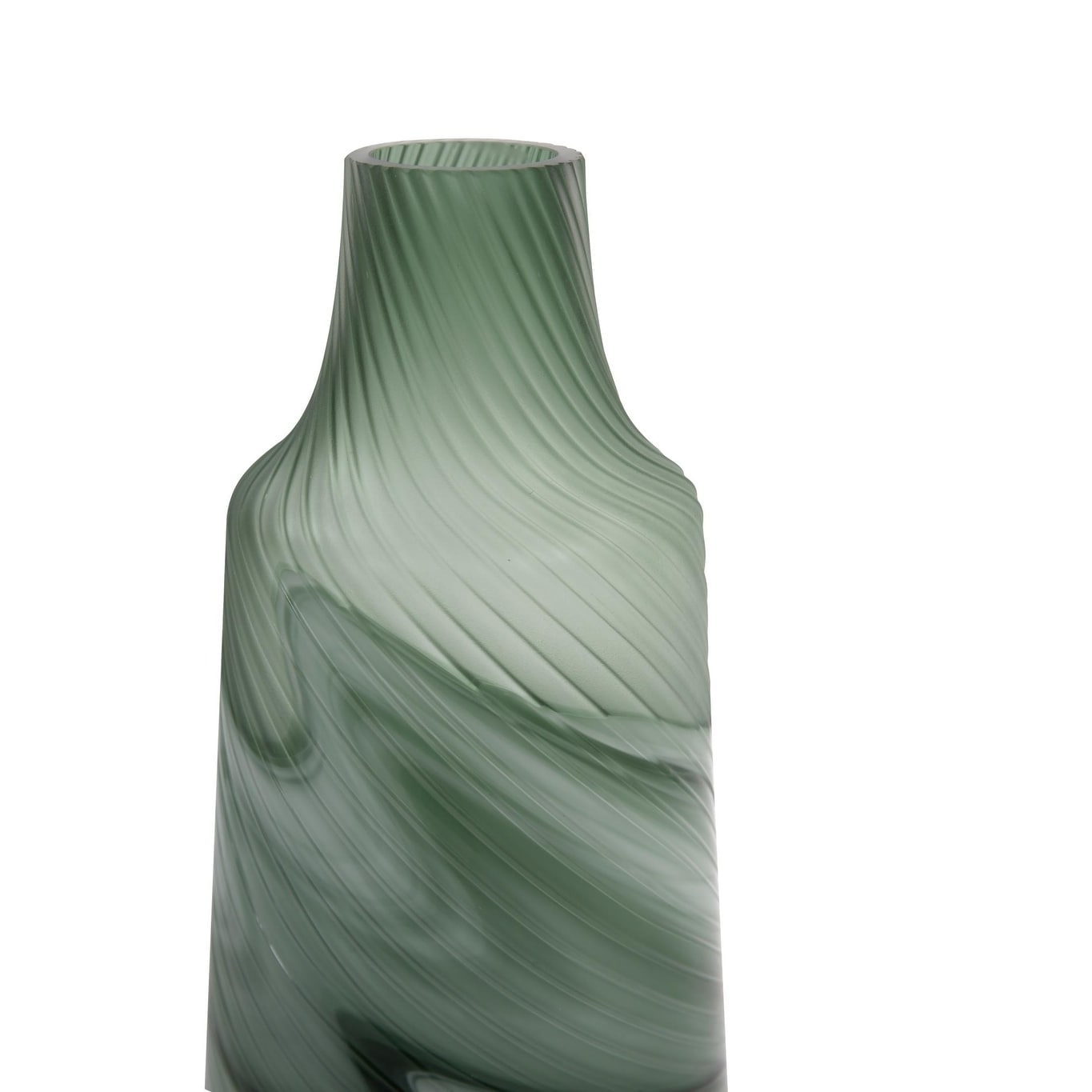 Allan Andrews Frosted Green Contemporary Decorative Glass Swirl Vase