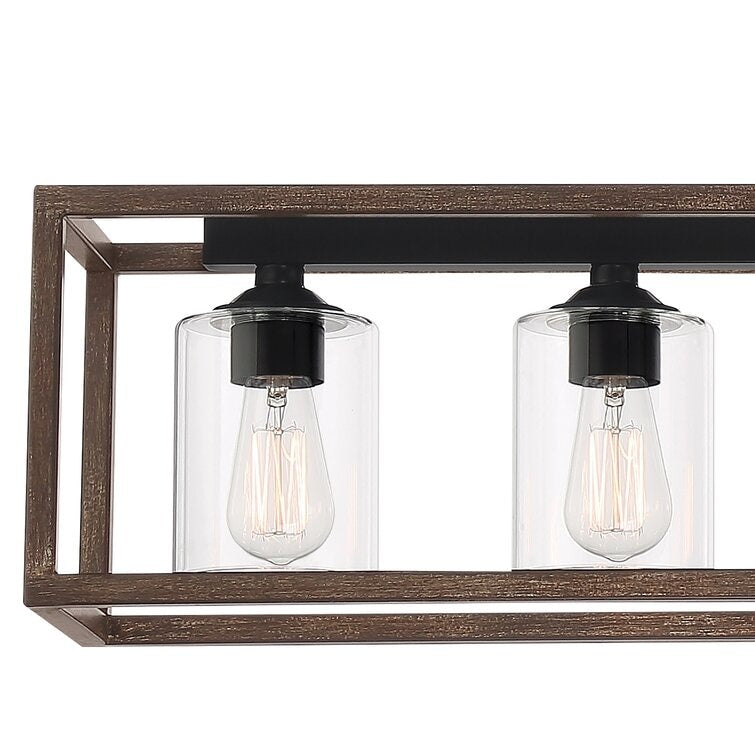 Allegray 52in Farmhouse 7-light Linear Chandelier Rectangle Kitchen Island Pendant