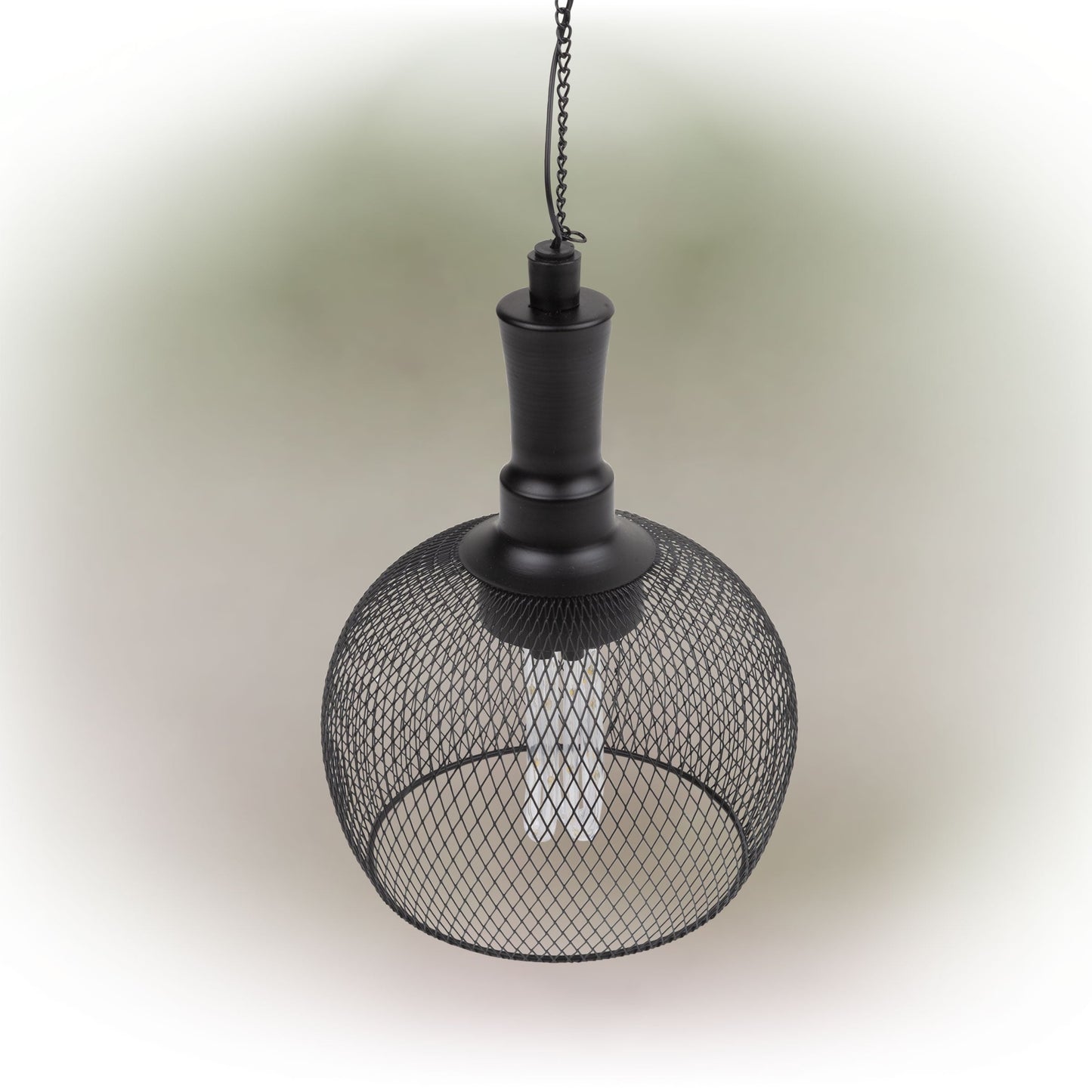 Alpine Corporation 10 Tall Hanging Solar Powered Outdoor Mesh Lantern with LED Lights, Black